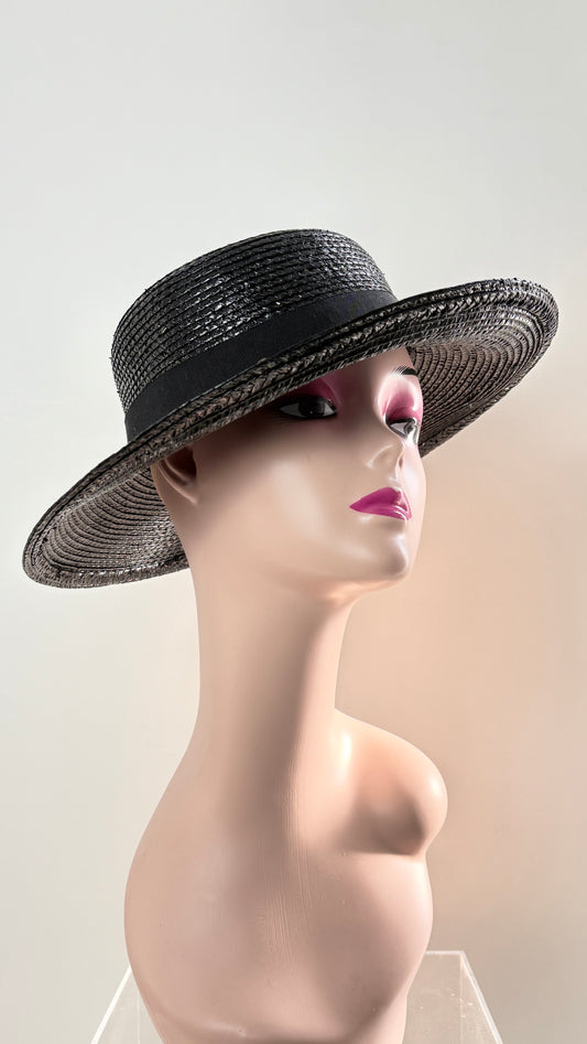 Yves Saint Laurent black rattan hat