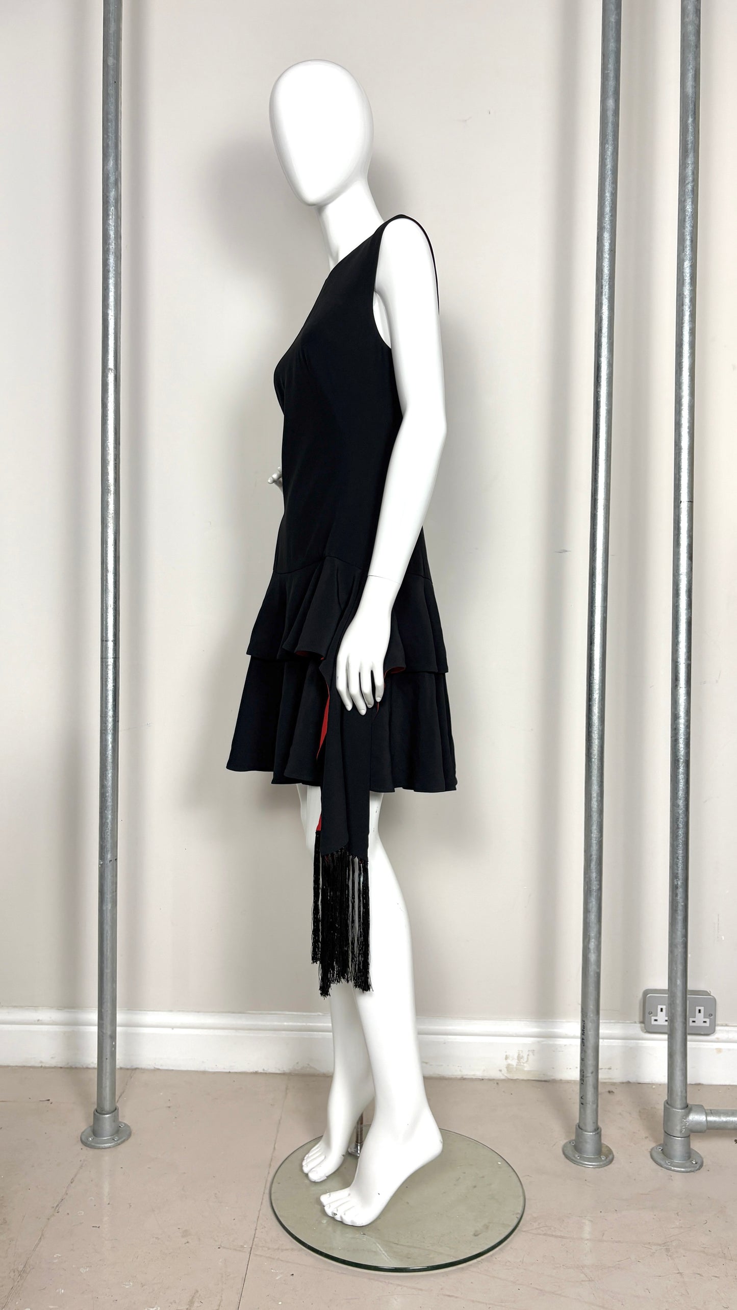 Alexander McQueen black and red contrast sash dress