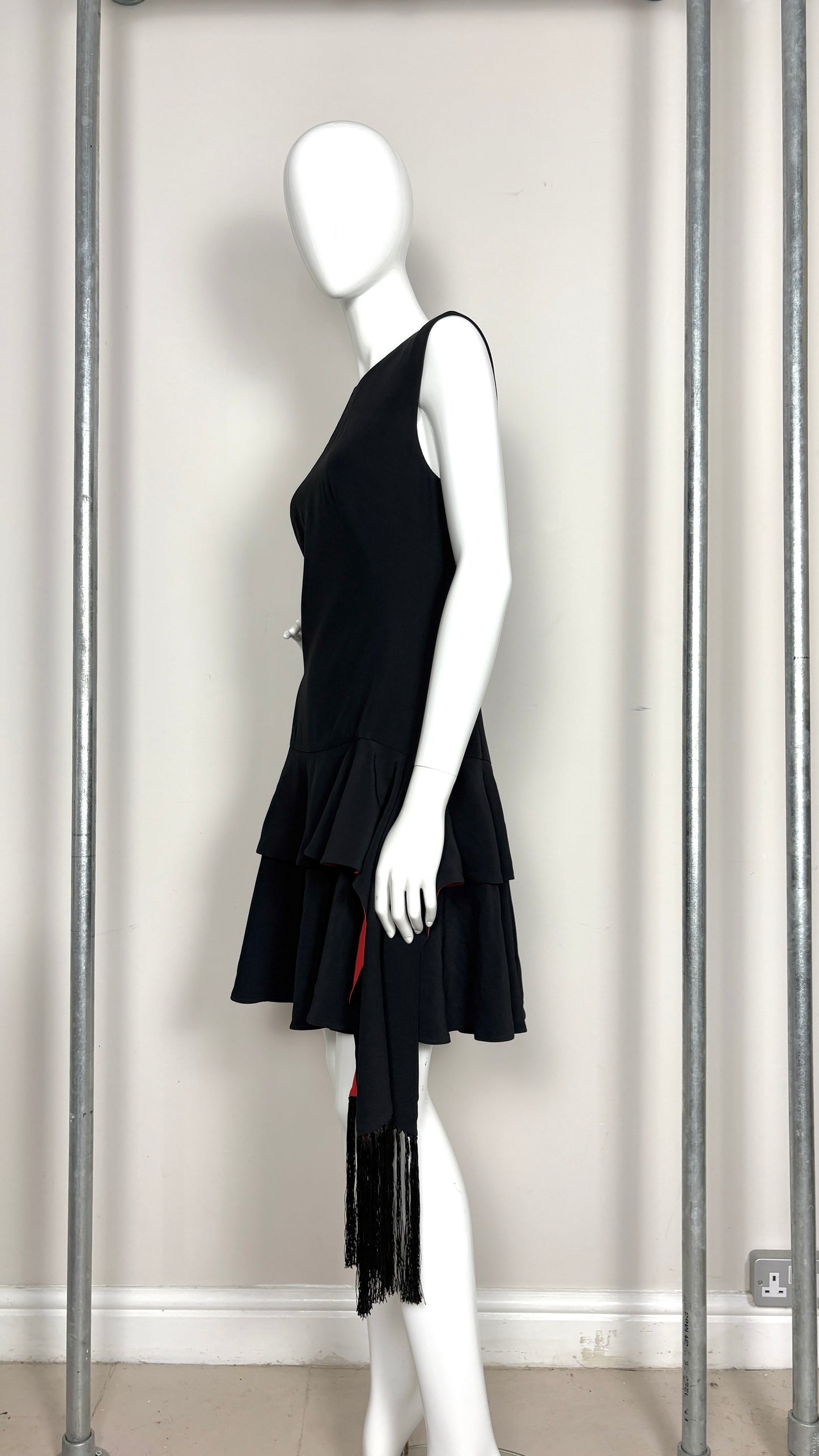 Alexander McQueen black and red contrast sash dress