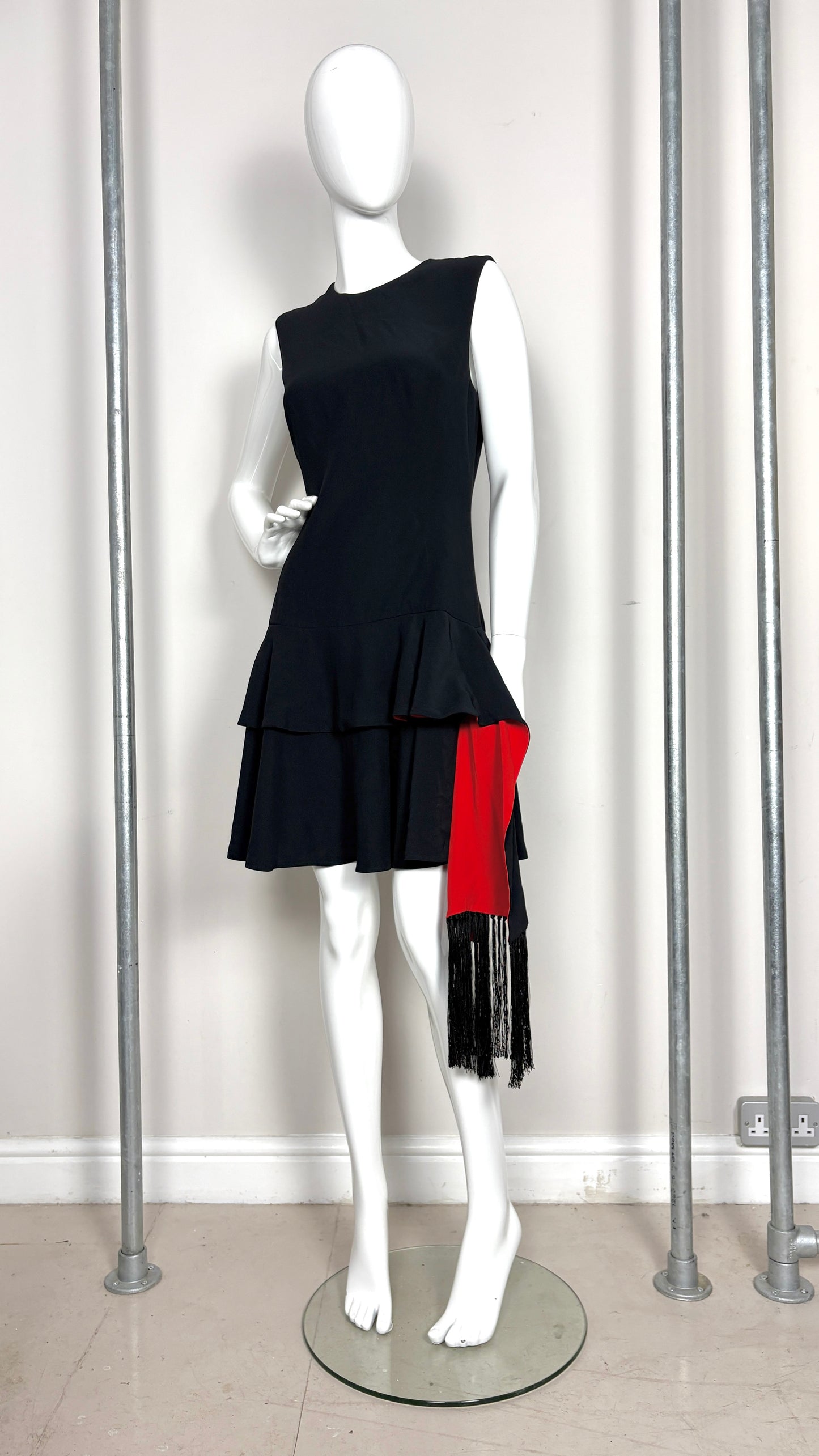 Alexander McQueen black and red contrast sash dress