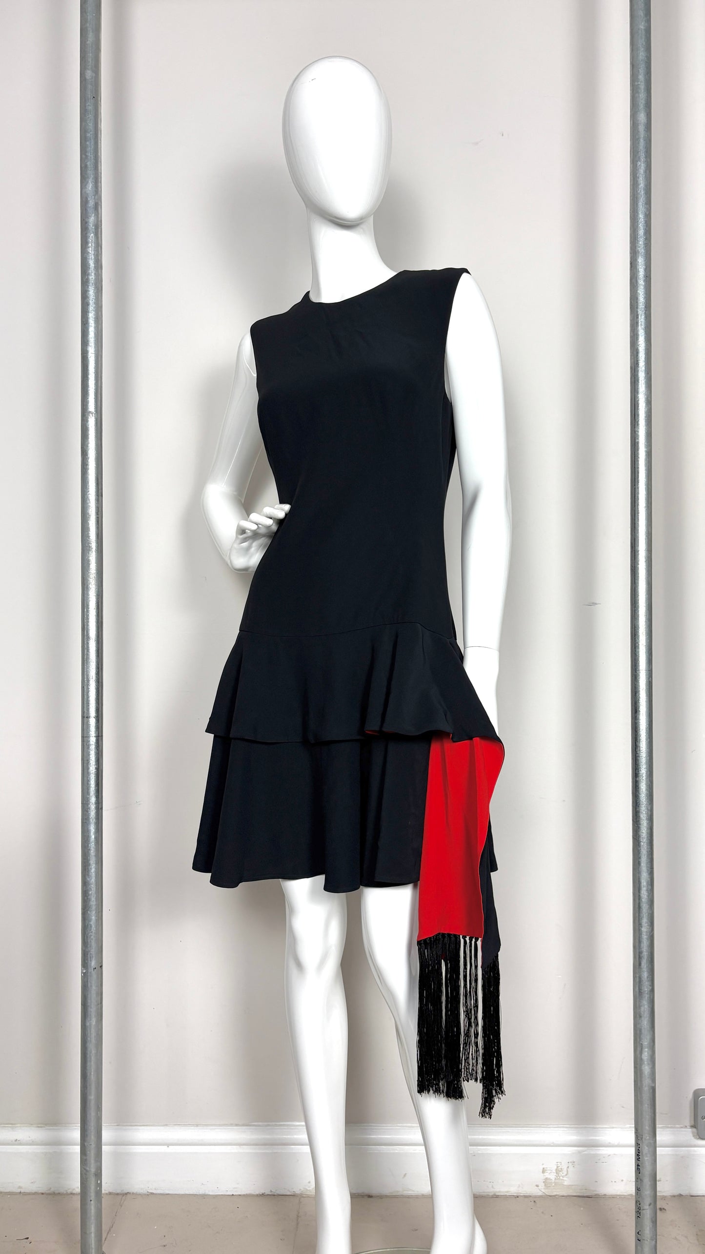 Alexander McQueen black and red contrast sash dress