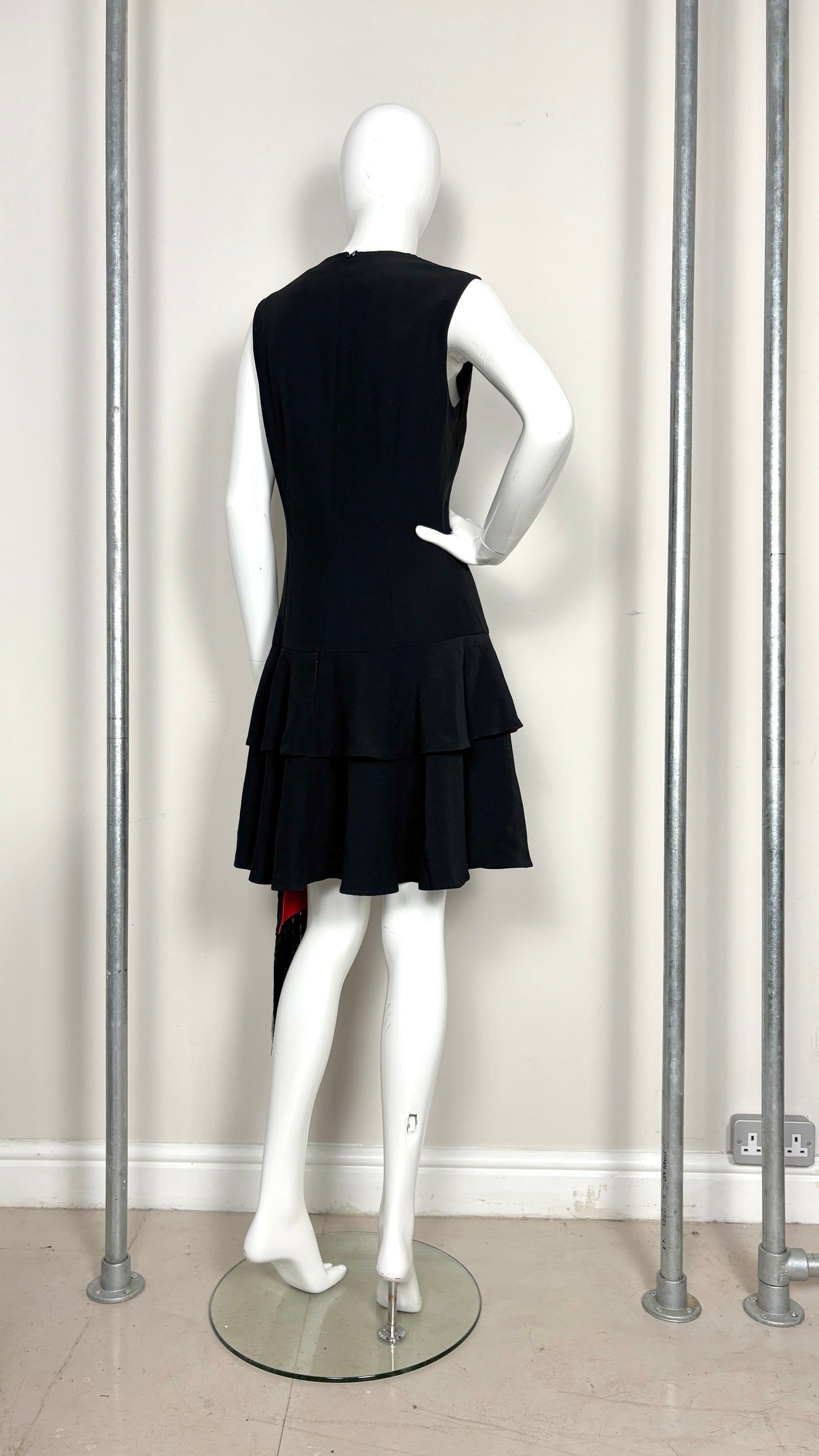 Alexander McQueen black and red contrast sash dress
