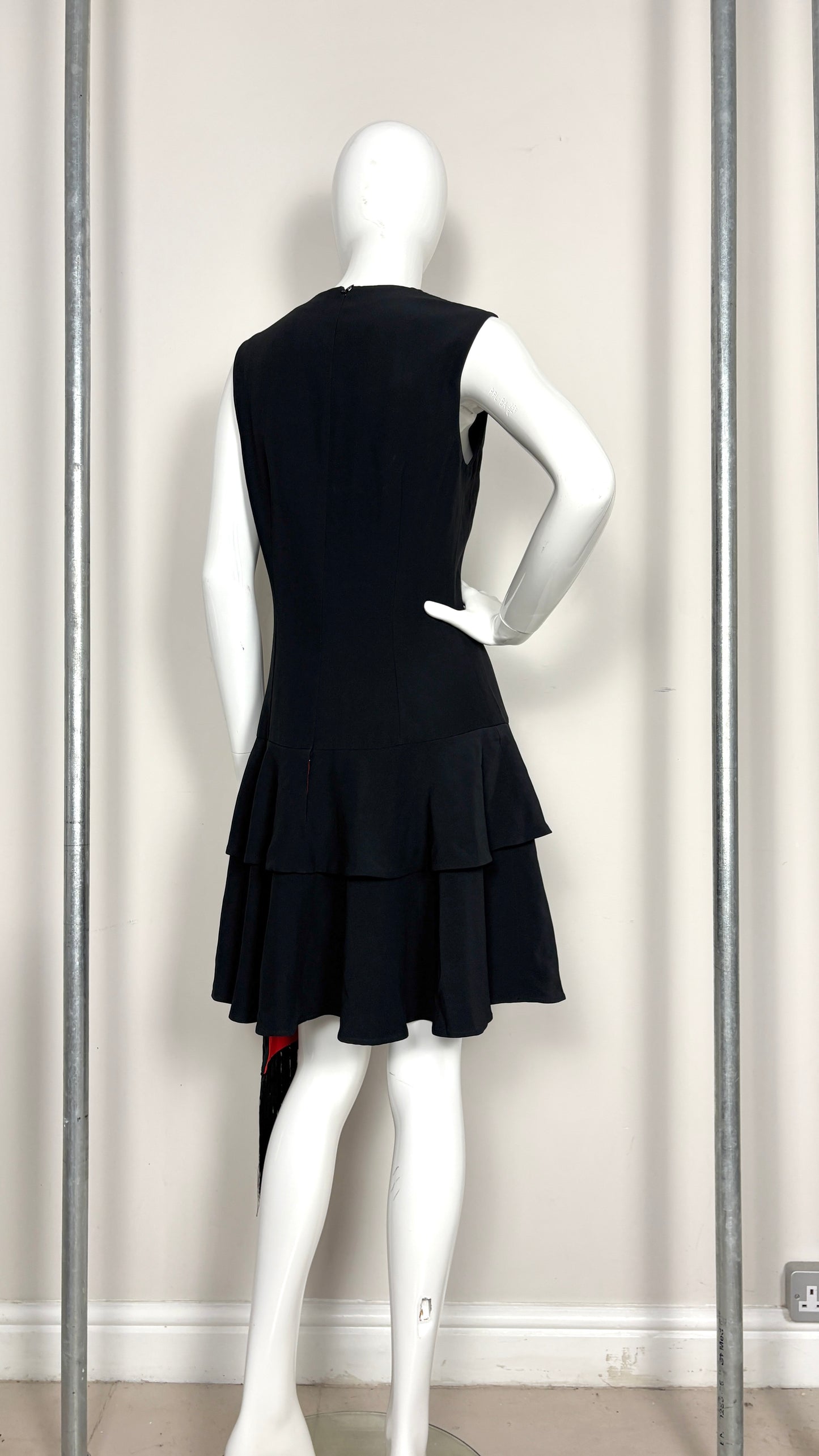 Alexander McQueen black and red contrast sash dress