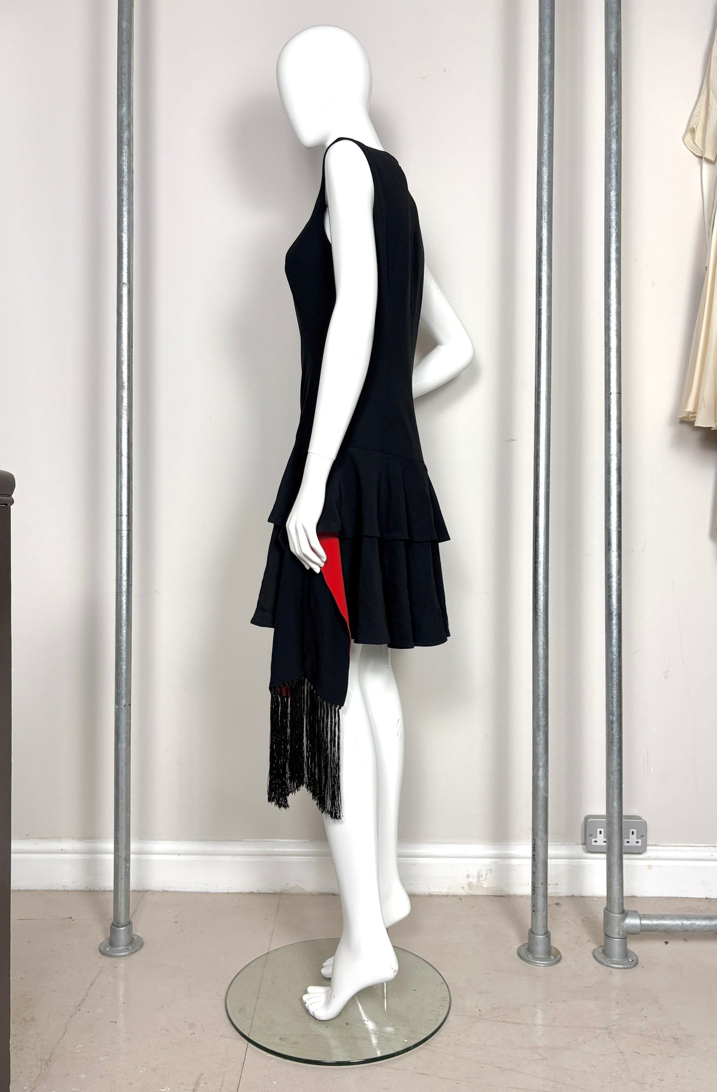 Alexander McQueen black and red contrast sash dress