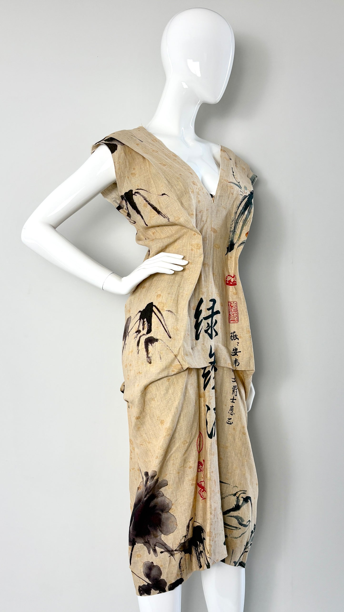 Vivienne Westwood antique script dress with exaggerated darts