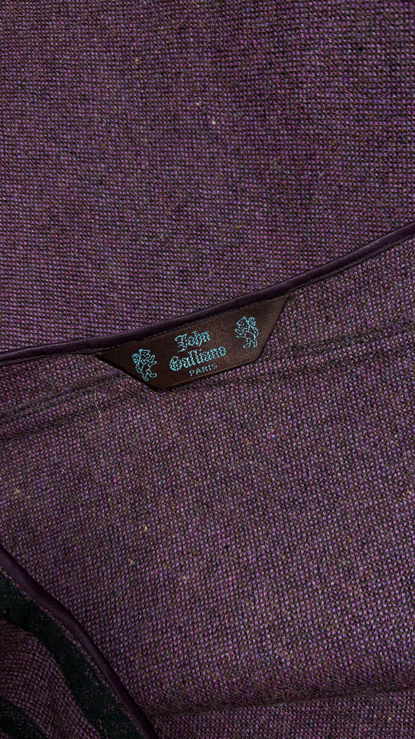 John Galliano circa 1994 aubergine bow applique suit