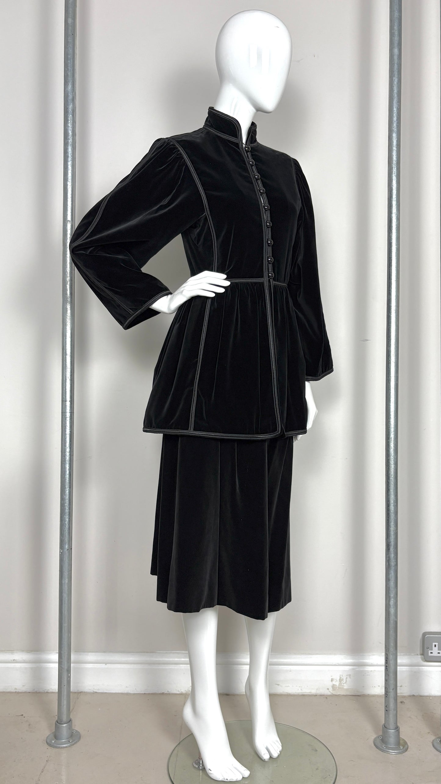 Yves Saint Laurent black velvet ensemble