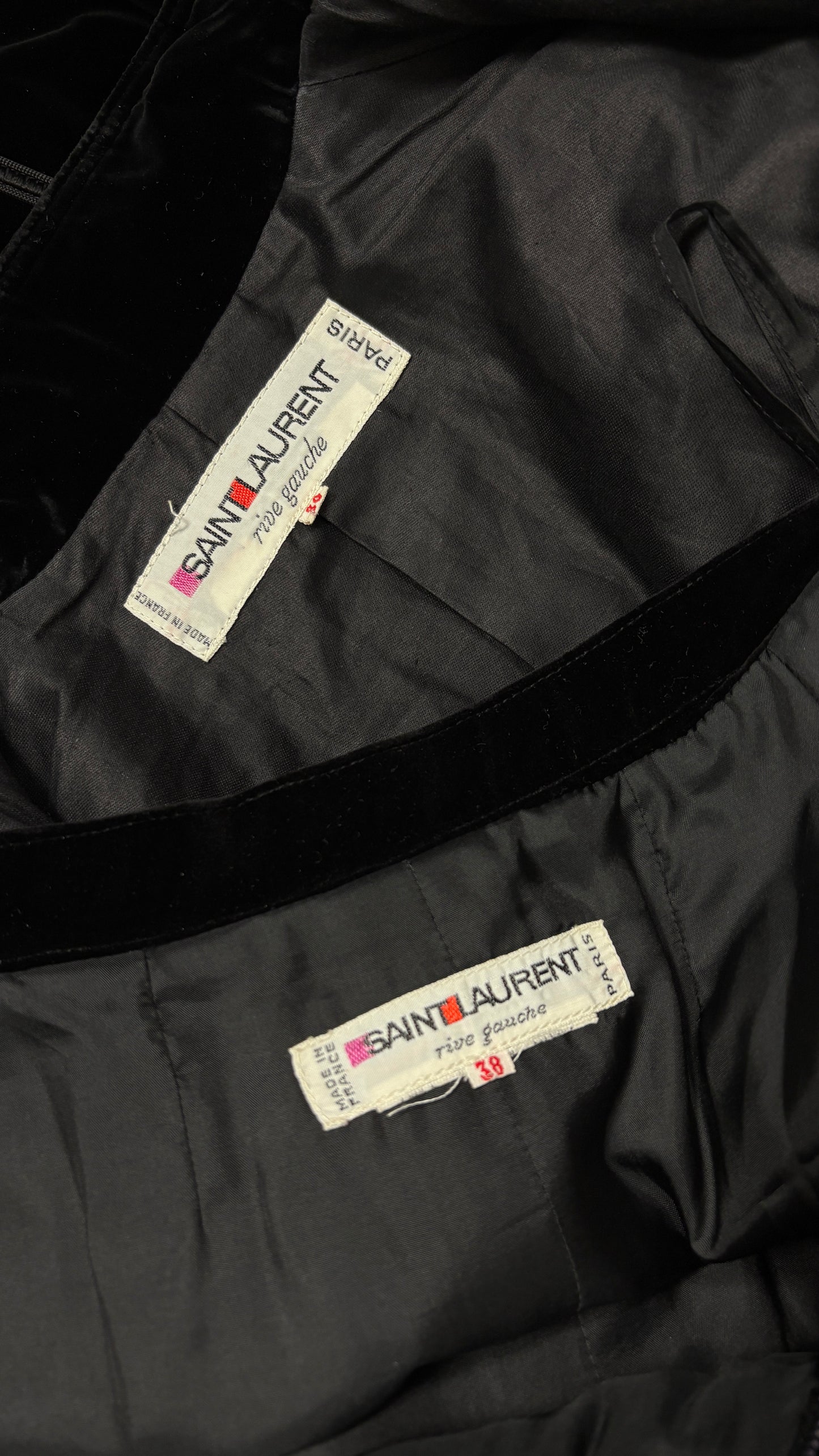 Yves Saint Laurent black velvet ensemble