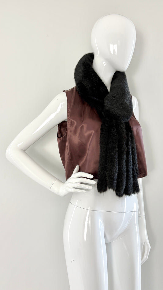 Comme des Darcons robe de chambre waistcoat with faux fur stole