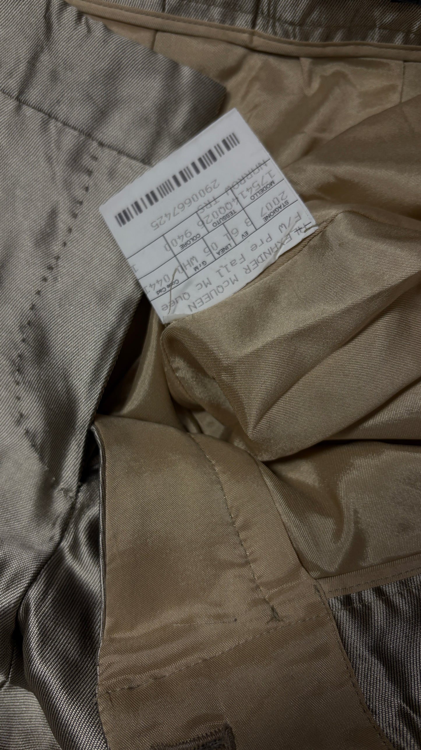 Alexander McQueen pre fall 2007 gold trousers
