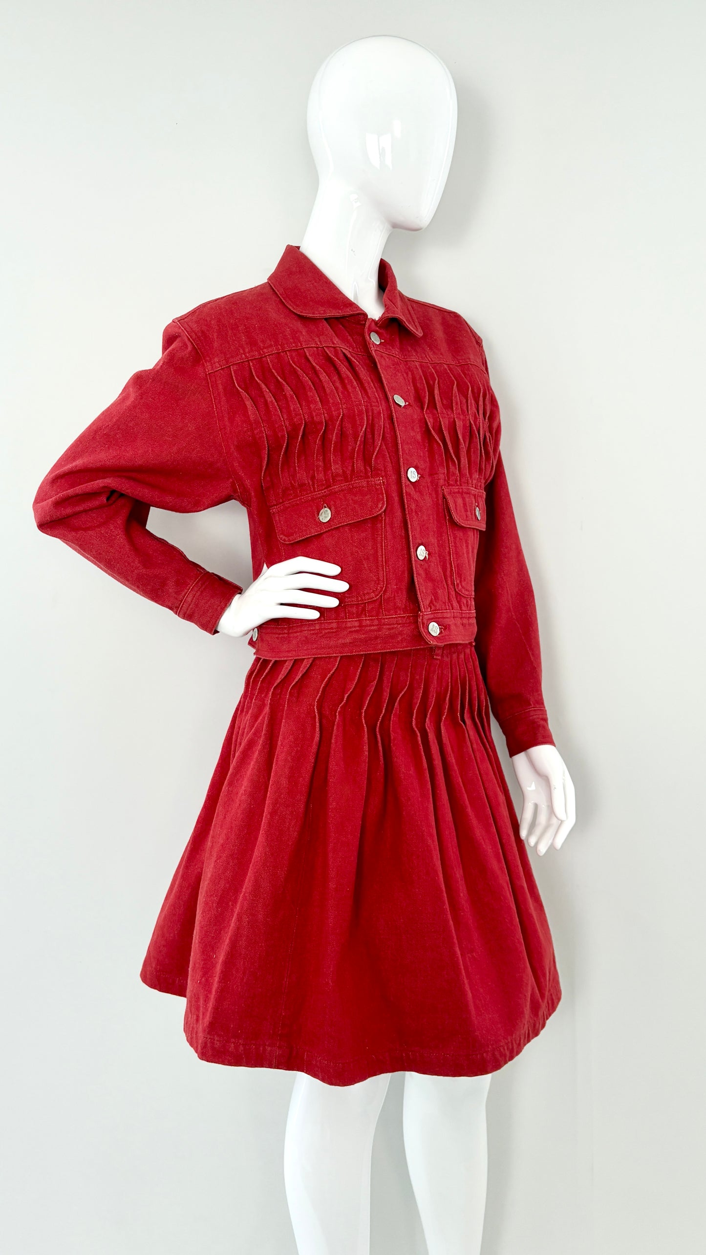 Issey Miyake I.S. pleated denim two piece