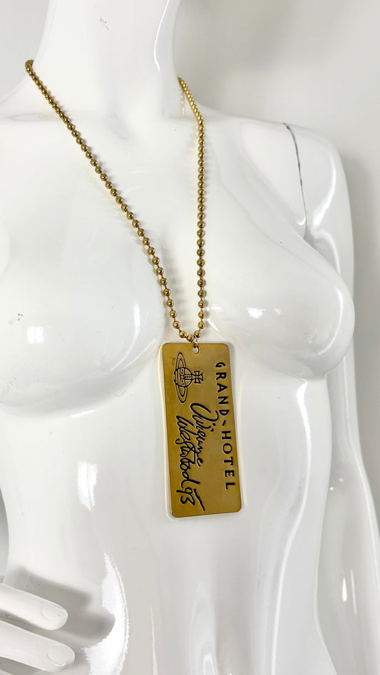 Vivienne Westwood S/S 1993 'grand hotel' gold 'key card' necklace