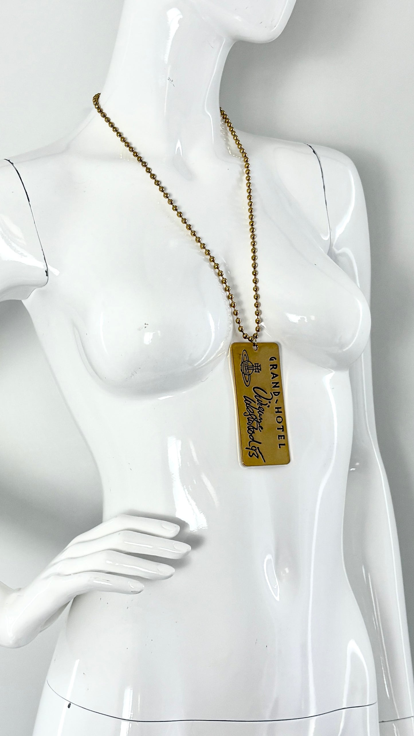 Vivienne Westwood S/S 1993 'grand hotel' gold 'key card' necklace