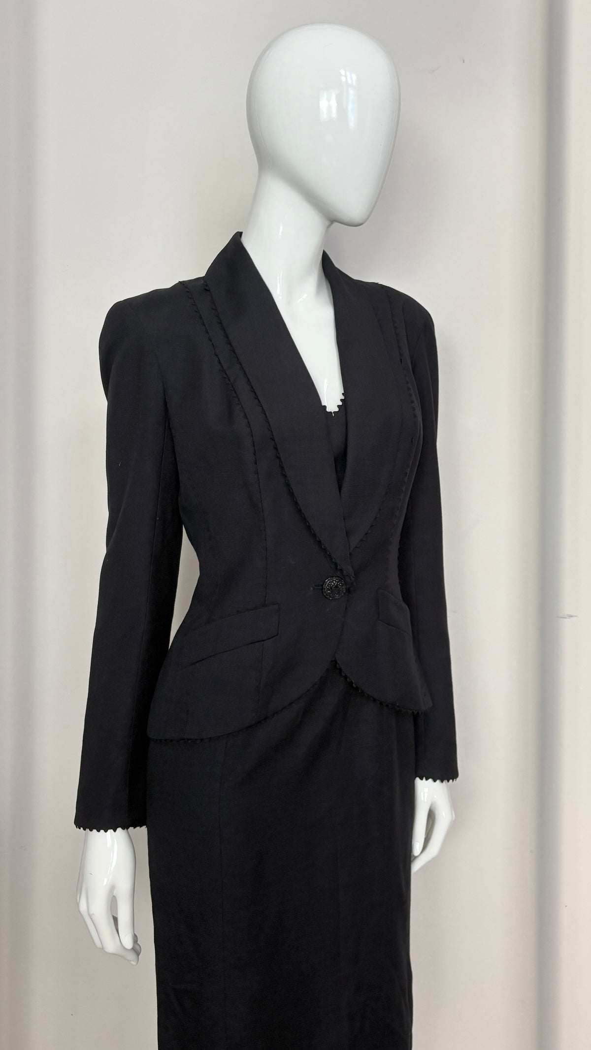 John Galliano 90's dress and jacket with loop trim detail