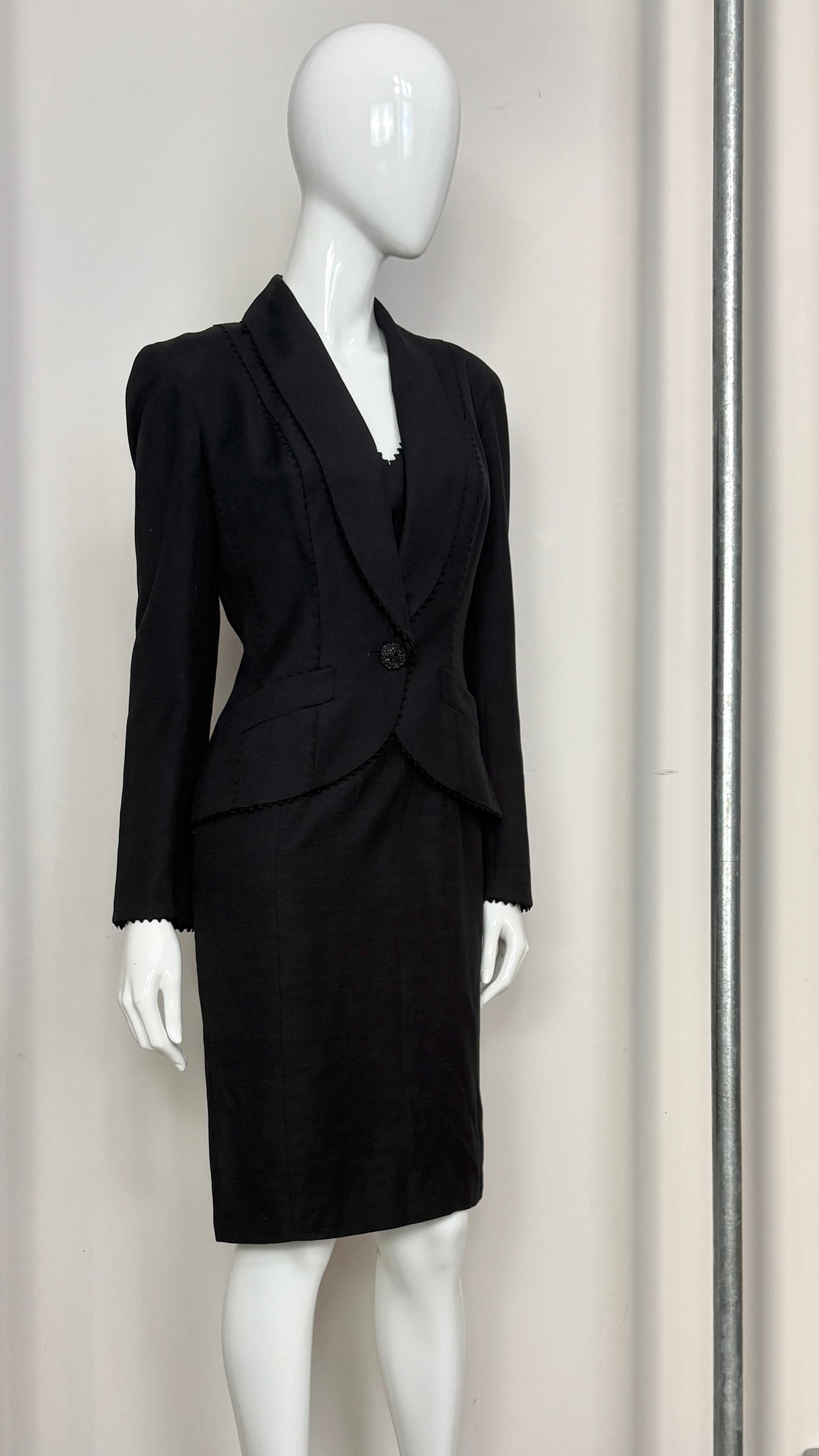 John Galliano 90's dress and jacket with loop trim detail