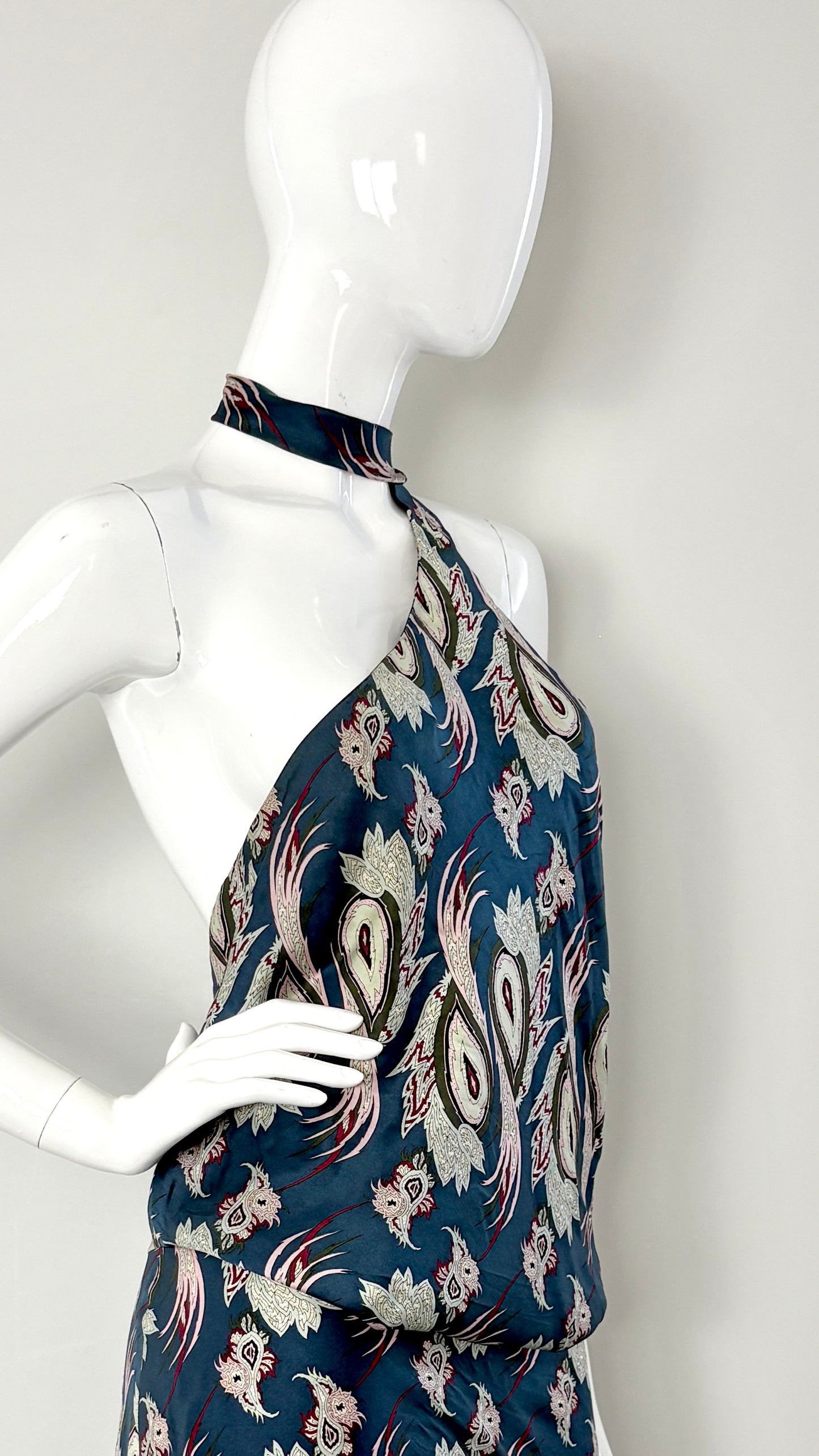 Alexander McQueen S/S 2001 'VOSS' collection paisley print tie dress