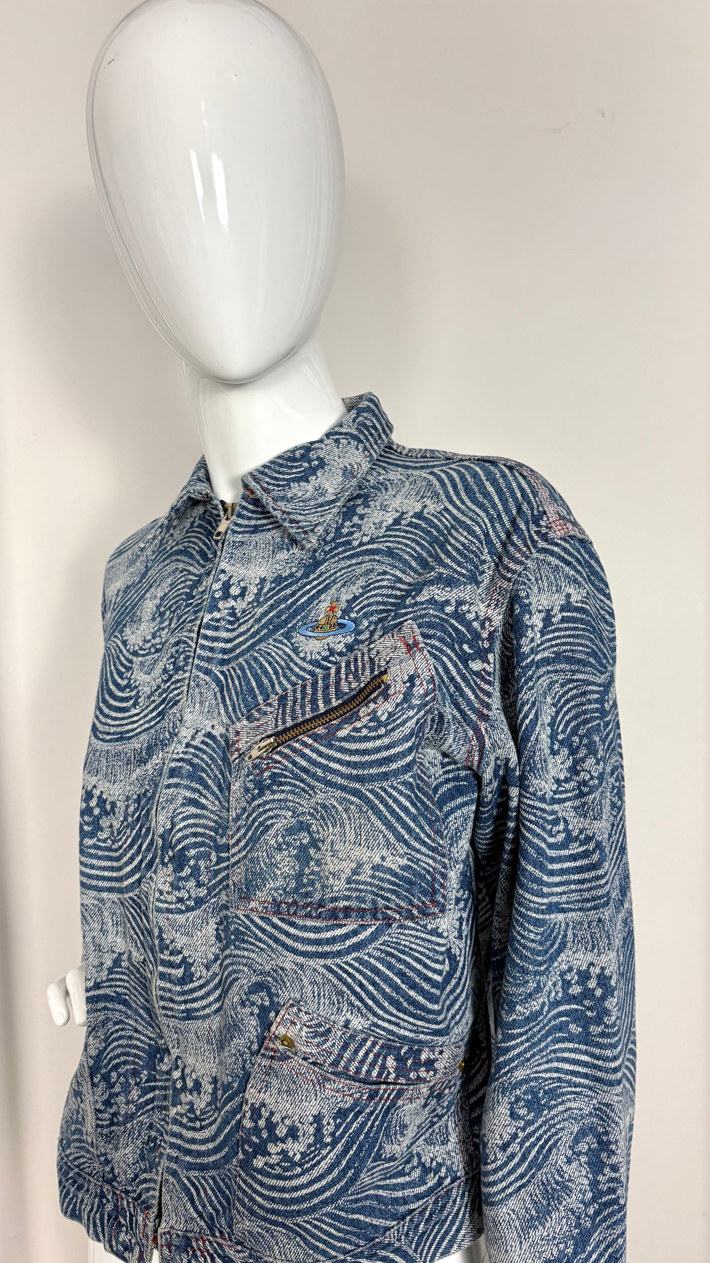 Vivienne Westwood A/W 1992 'the great wave' denim jacket