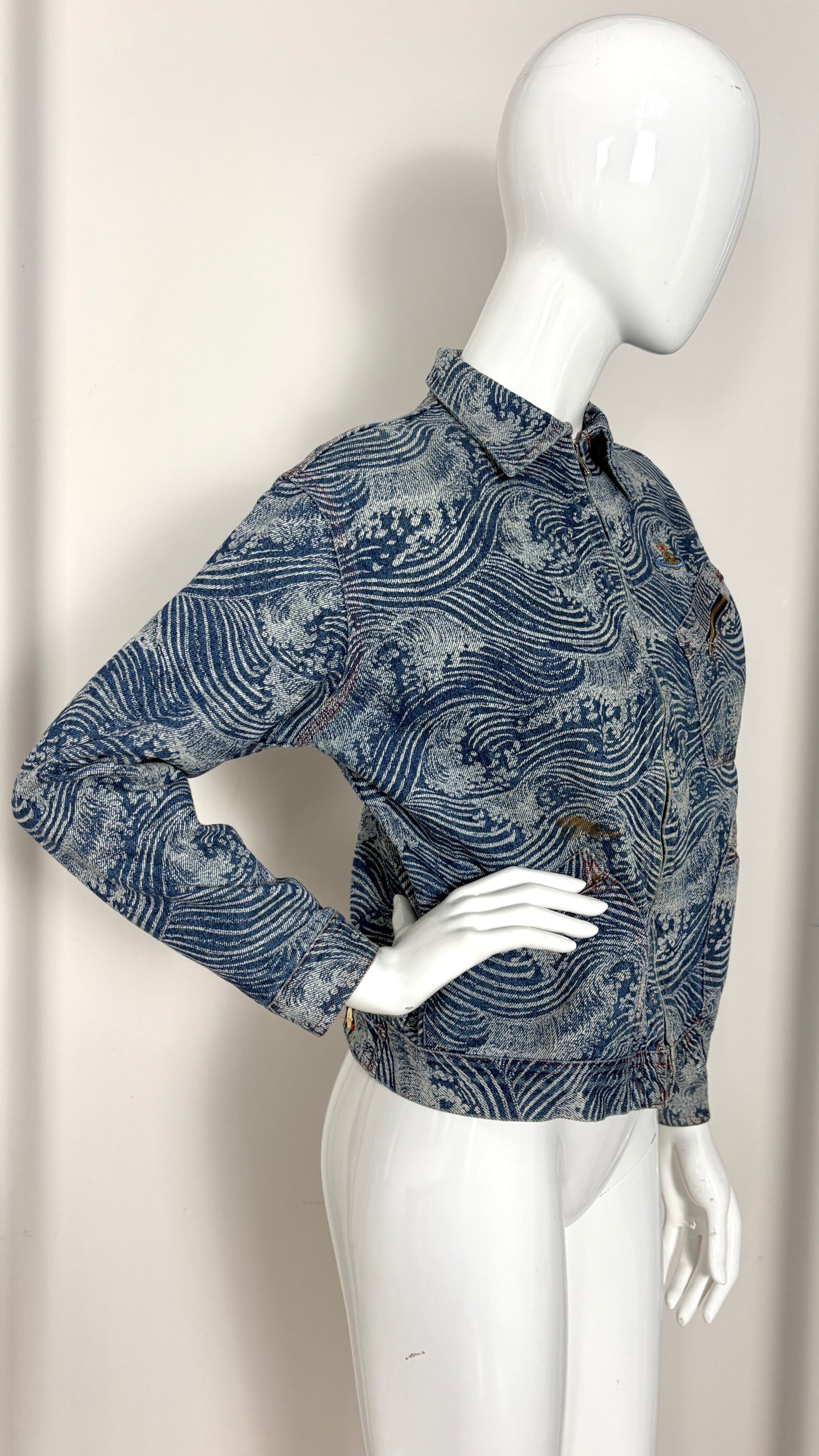 Vivienne Westwood A/W 1992 'the great wave' denim jacket