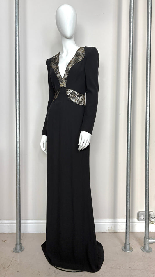 Alexander McQueen gold lace cutout gown