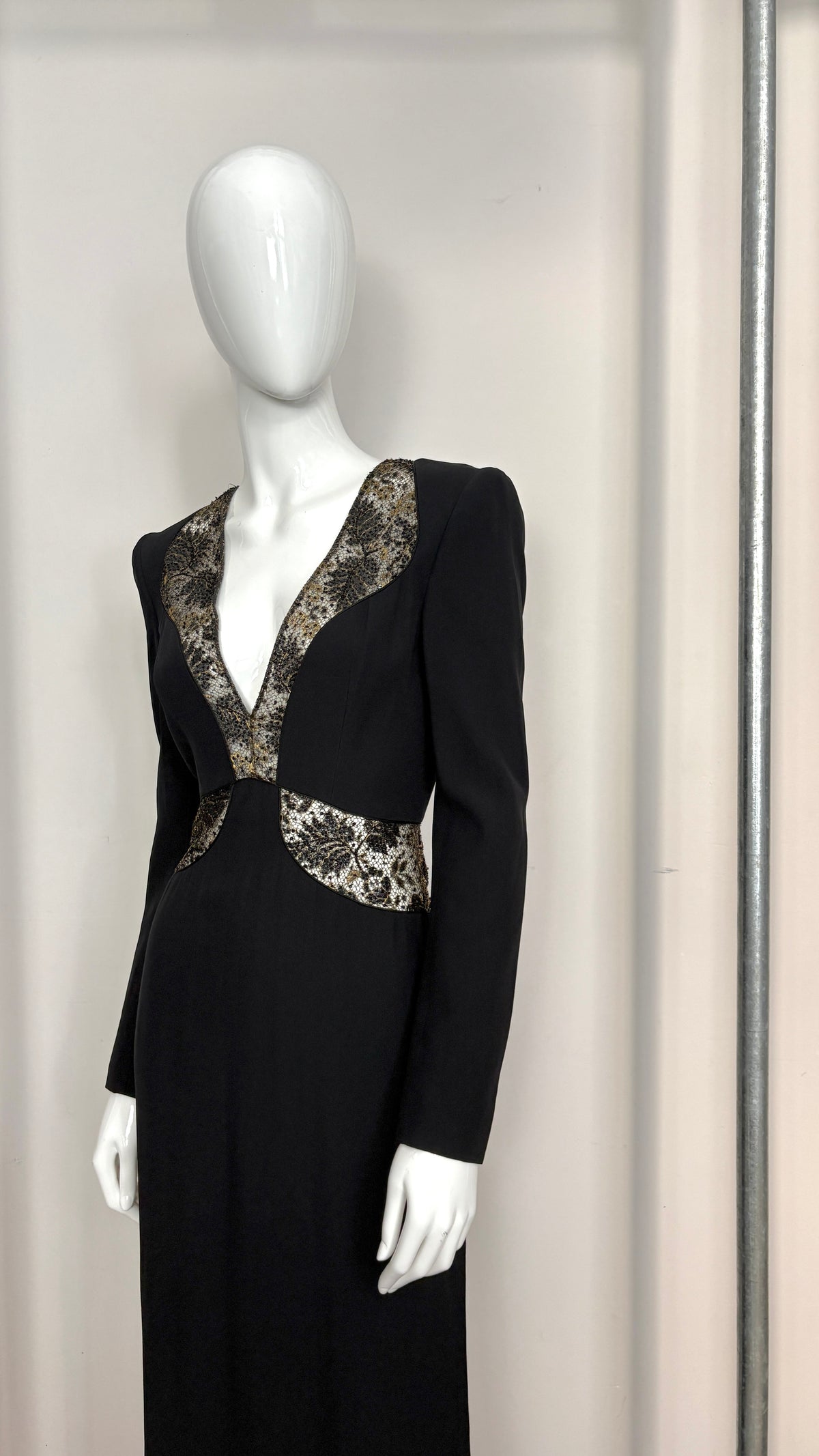 Alexander McQueen gold lace cutout gown