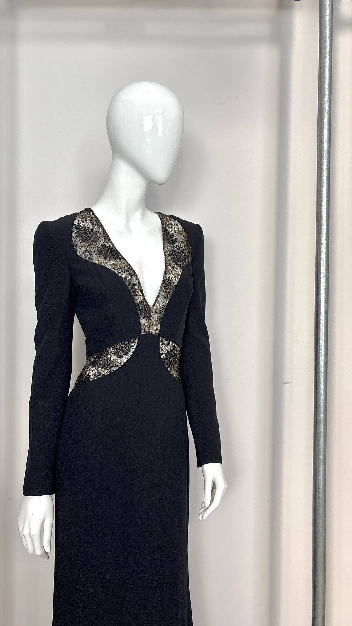 Alexander McQueen gold lace cutout gown
