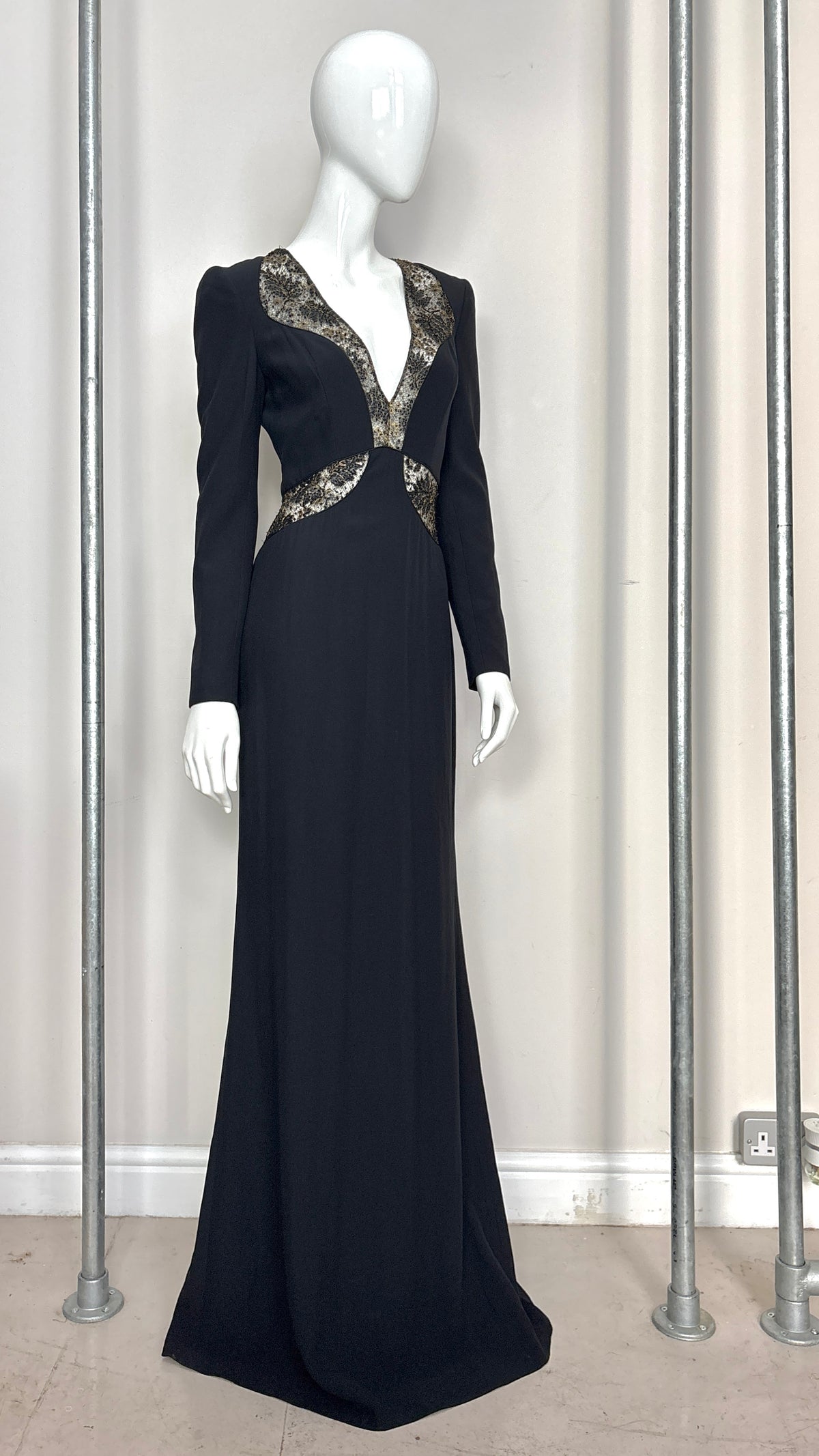 Alexander McQueen gold lace cutout gown