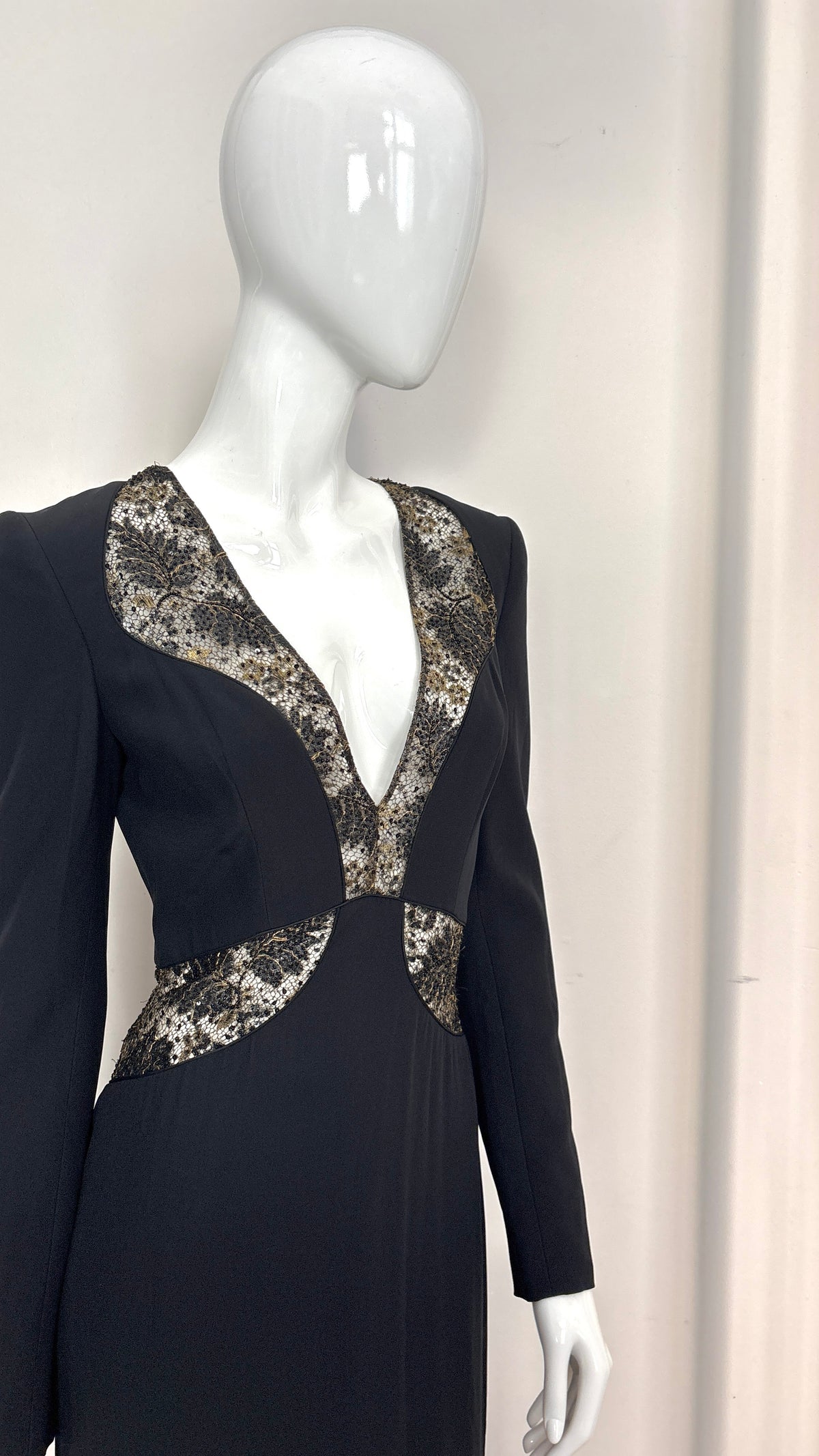 Alexander McQueen gold lace cutout gown