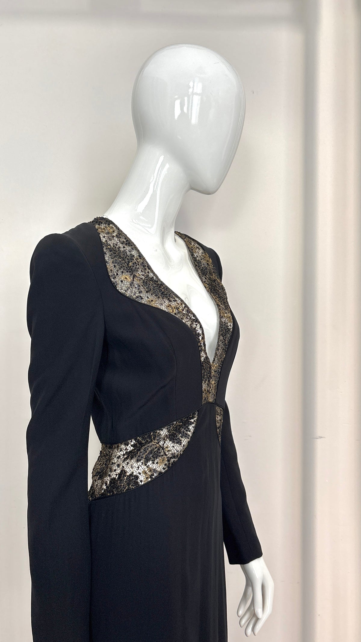 Alexander McQueen gold lace cutout gown