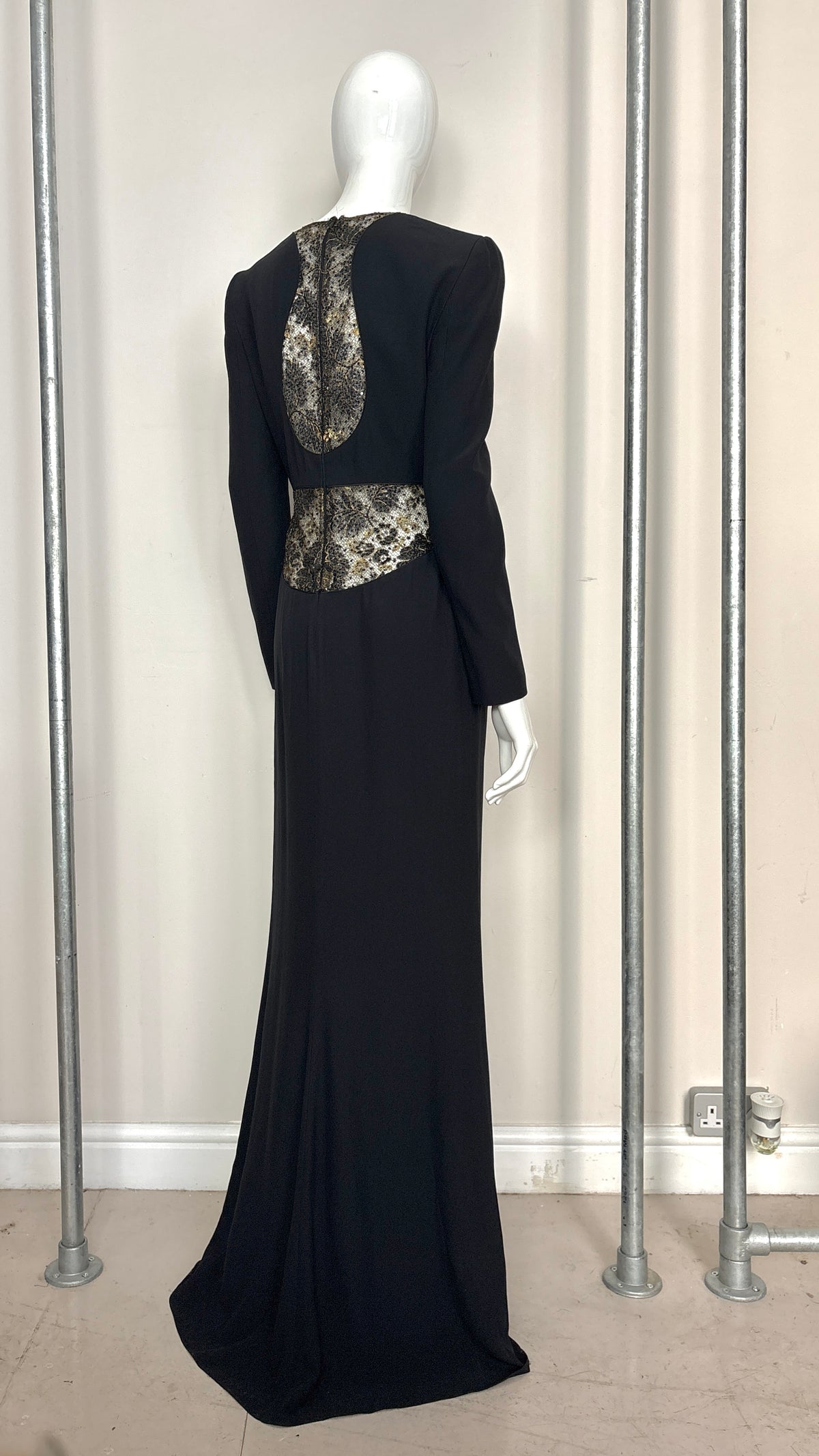 Alexander McQueen gold lace cutout gown