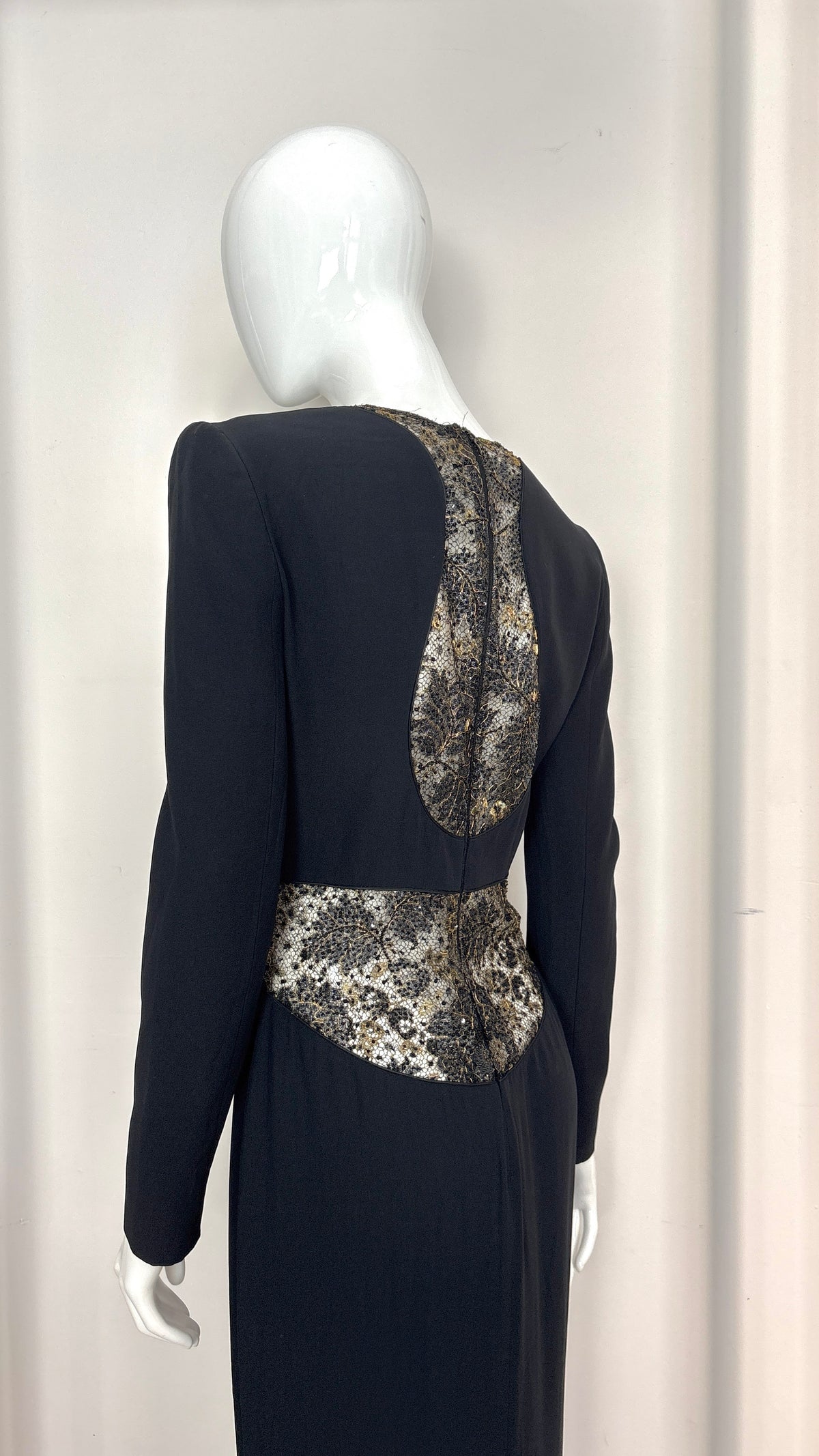 Alexander McQueen gold lace cutout gown