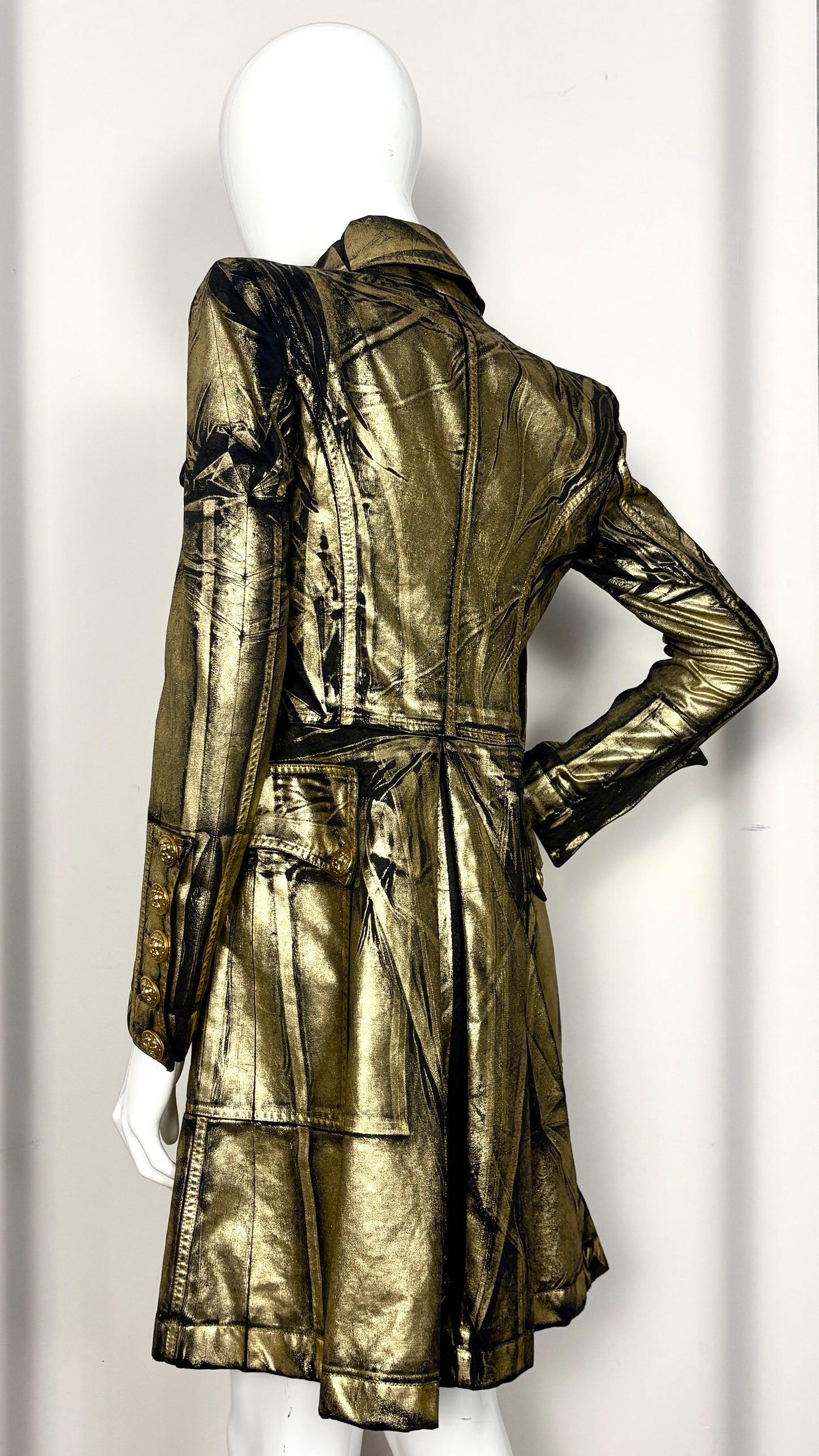 Balmain gold laminated frock coat