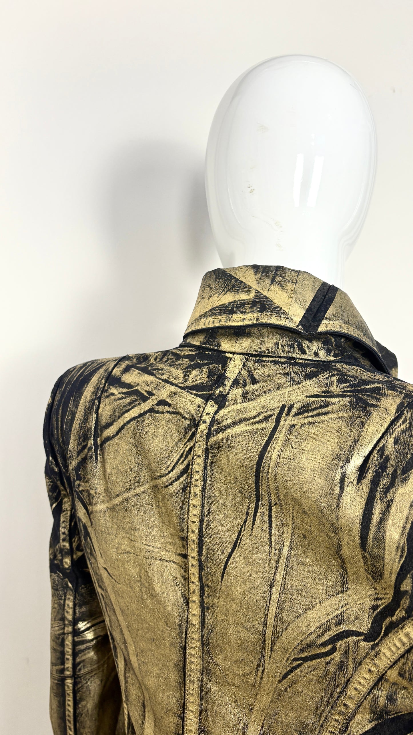 Balmain gold laminated frock coat