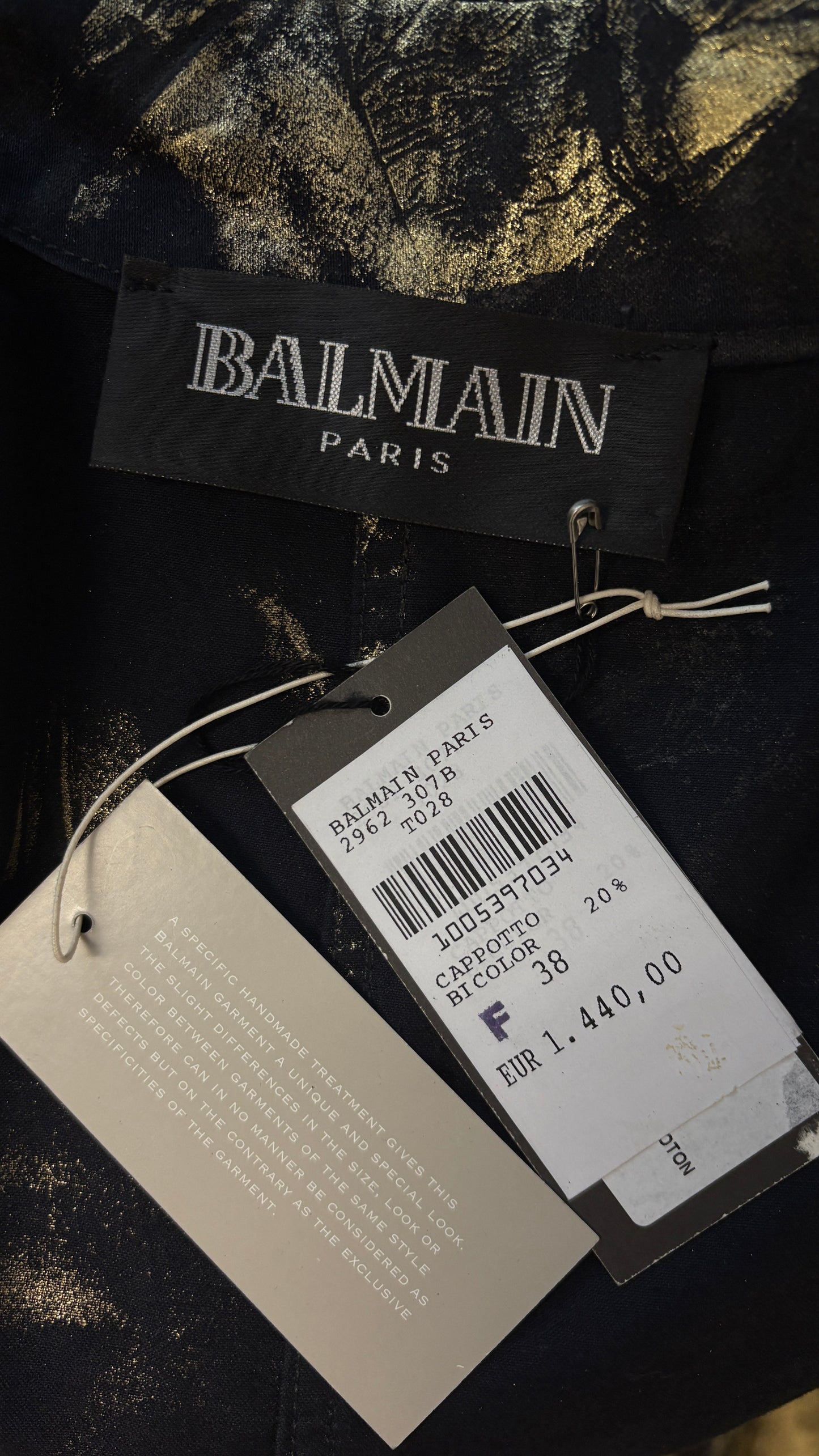 Balmain gold laminated frock coat
