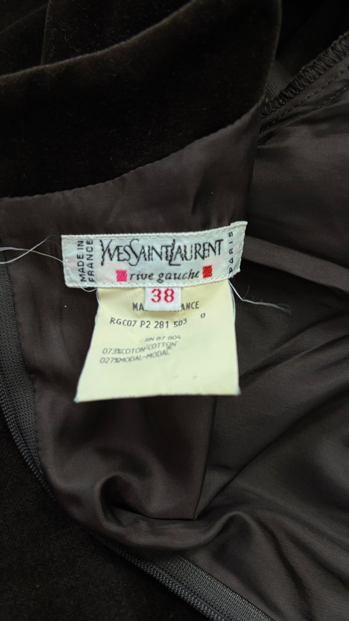 Yves Saint Laurent brown velvet dress