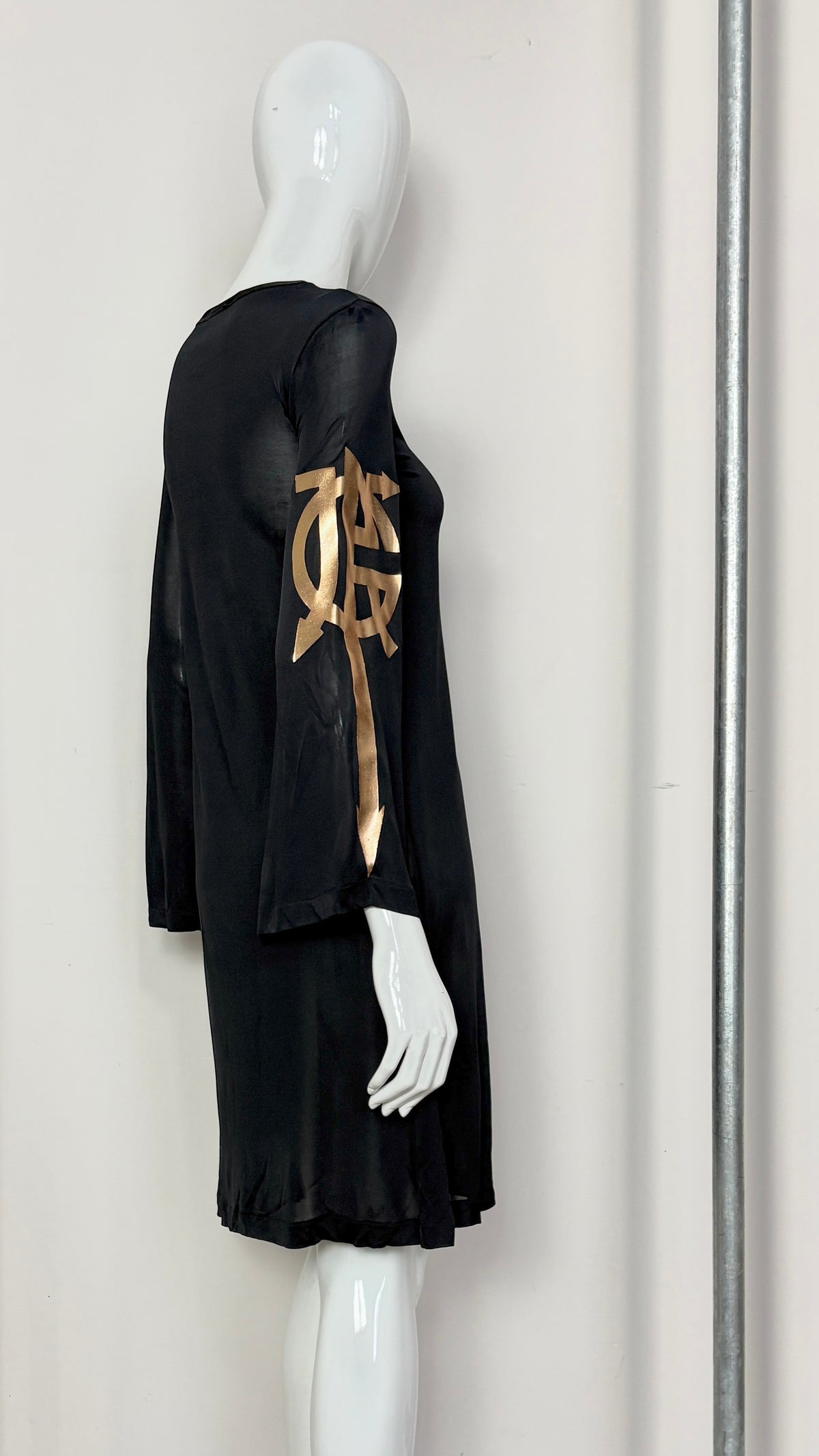 Jean Paul Gaultier metallic graphic logo dress