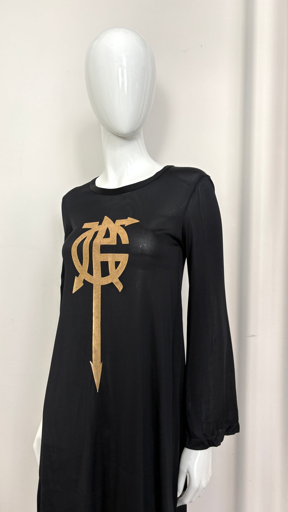 Jean Paul Gaultier metallic graphic logo dress