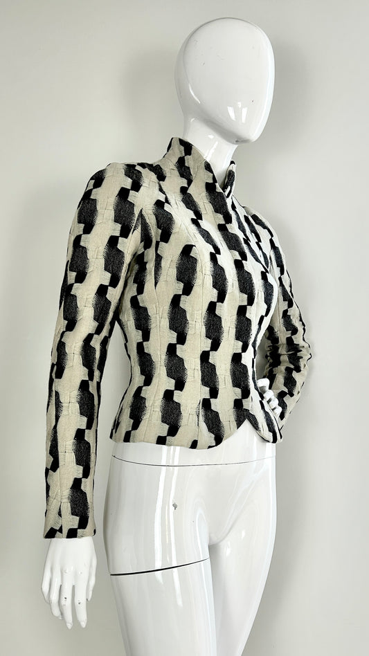 John Galliano A/W 1999 geometric fabric tailored jacket
