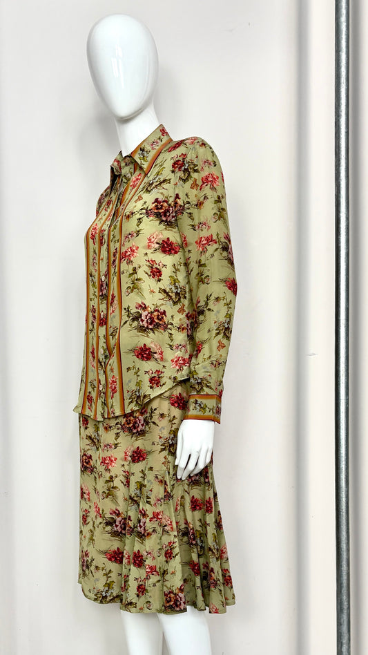 Jean Paul Gaultier floral skirt and shirt ensemble