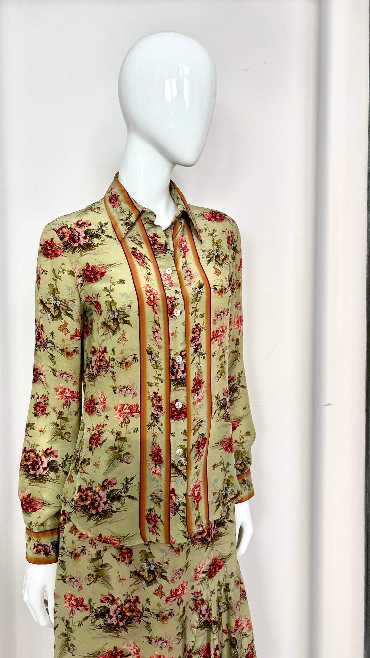 Jean Paul Gaultier floral skirt and shirt ensemble