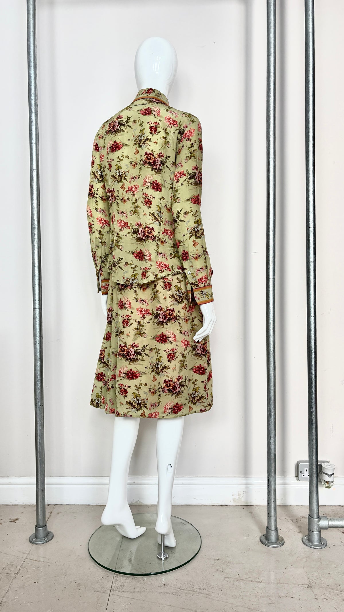 Jean Paul Gaultier floral skirt and shirt ensemble
