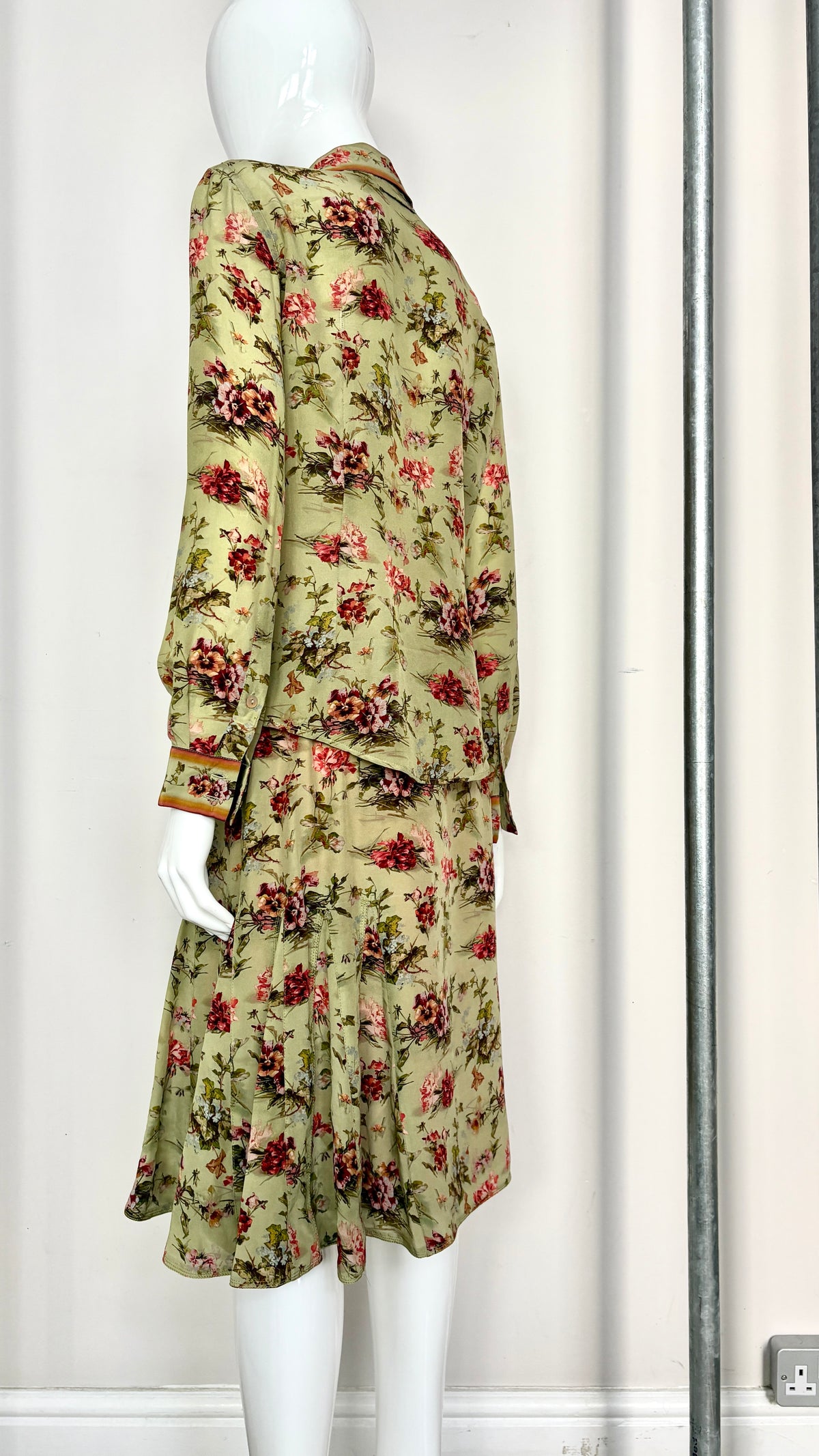 Jean Paul Gaultier floral skirt and shirt ensemble