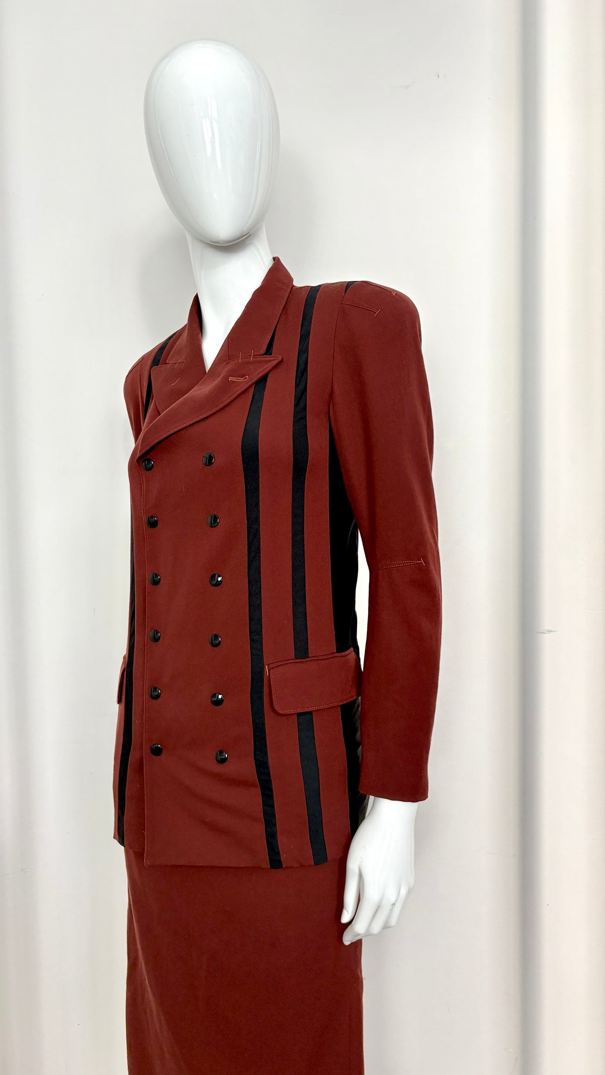 Jean Paul Gaultier A/W 1995 double breasted suit with stripe detail
