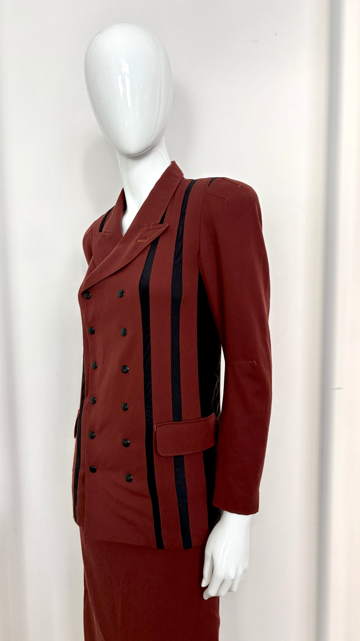 Jean Paul Gaultier A/W 1995 double breasted suit with stripe detail