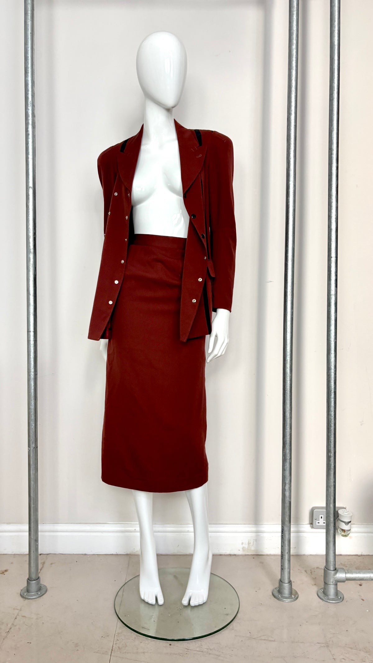Jean Paul Gaultier A/W 1995 double breasted suit with stripe detail