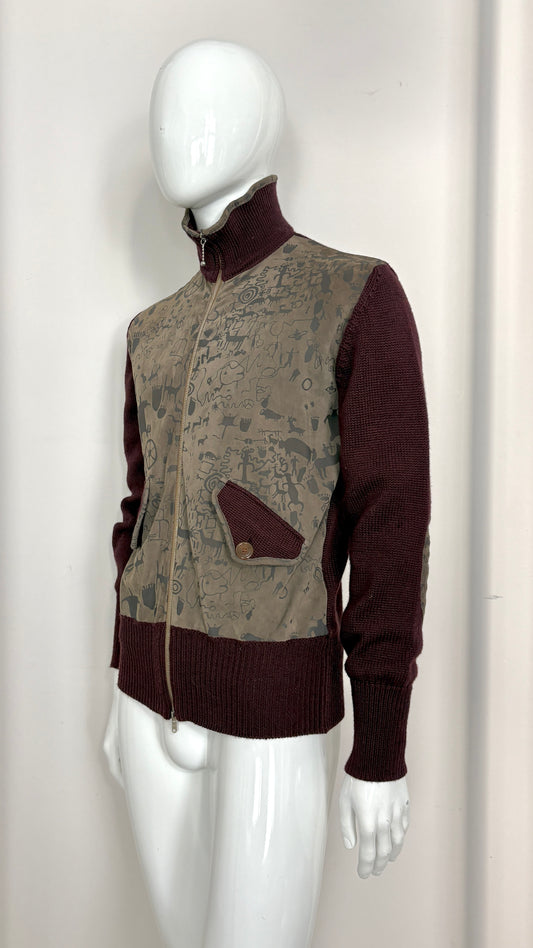 Vivienne Westwood Man A/W 2007 'Wake Up Cavegirl' print suede cave drawing bomber