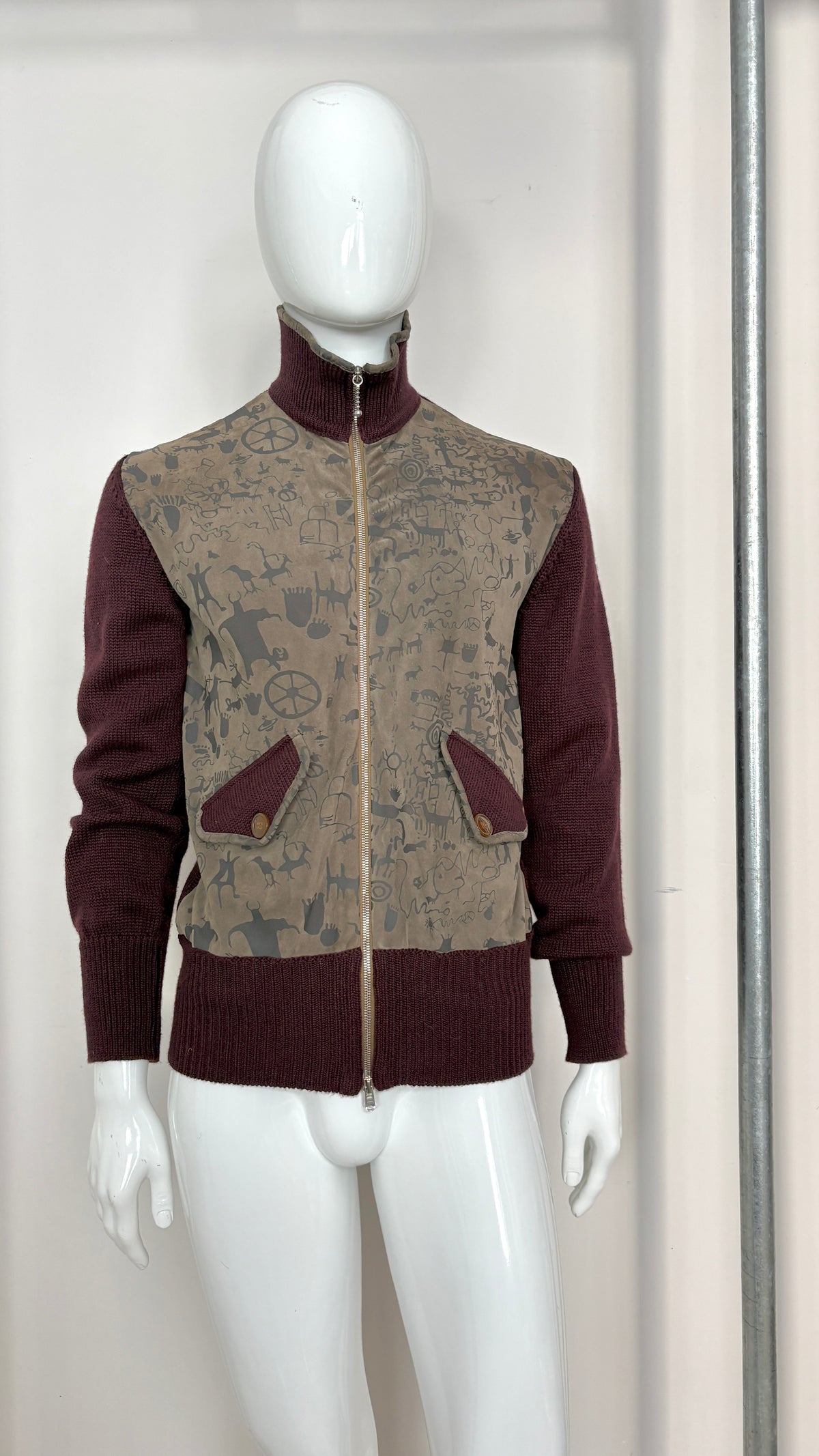 Vivienne Westwood Man A/W 2007 'Wake Up Cavegirl' print suede cave drawing bomber