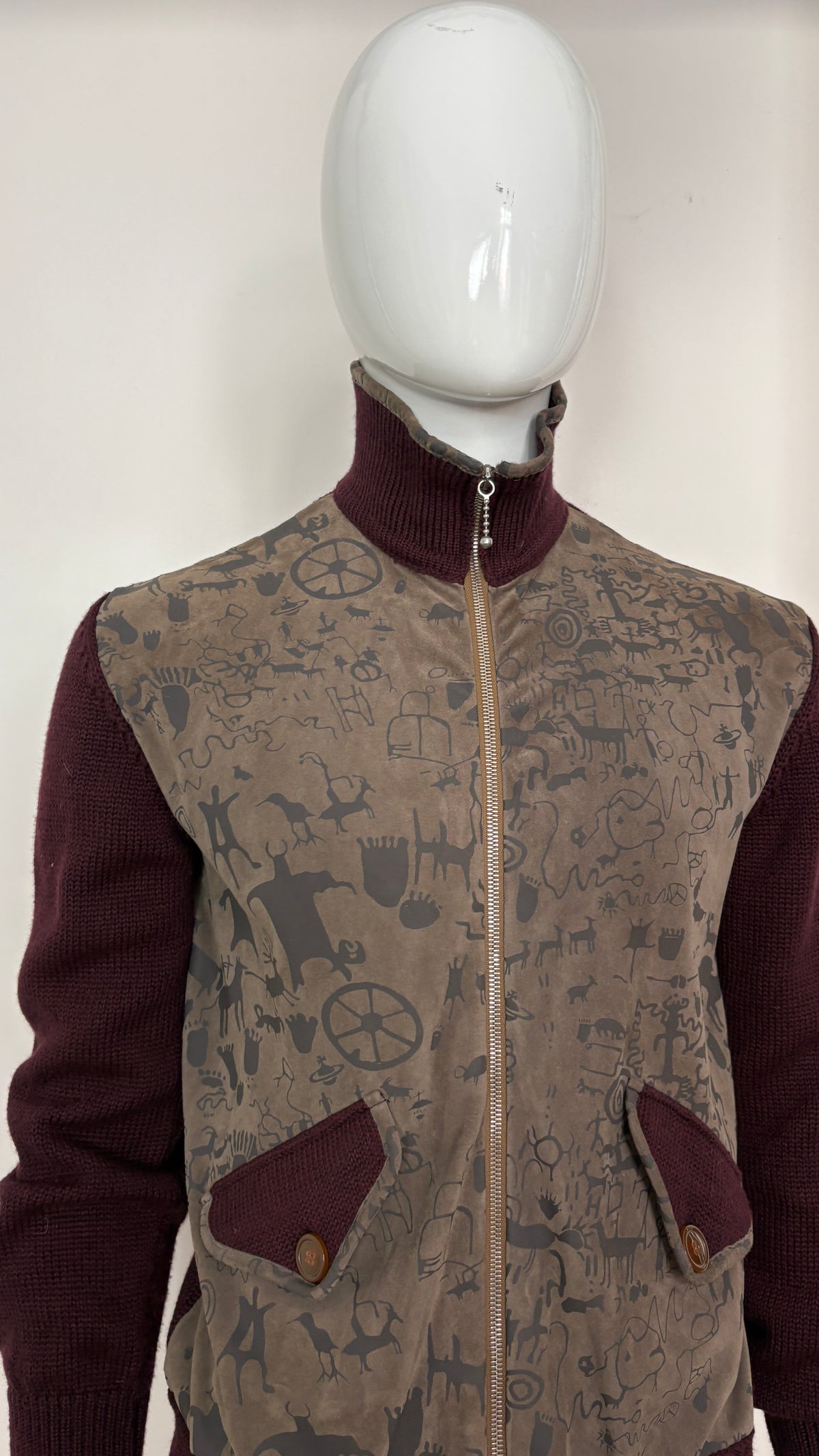 Vivienne Westwood Man A/W 2007 'Wake Up Cavegirl' print suede cave drawing bomber