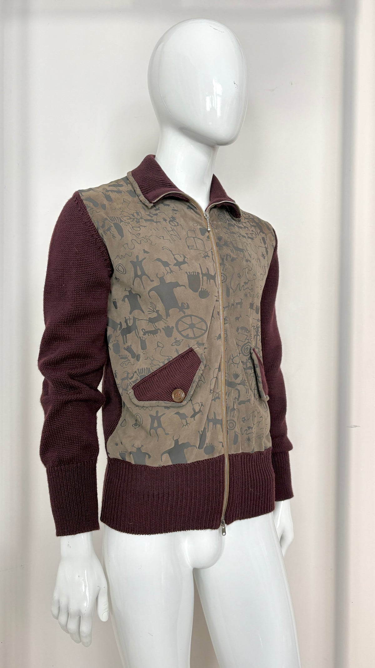 Vivienne Westwood Man A/W 2007 'Wake Up Cavegirl' print suede cave drawing bomber