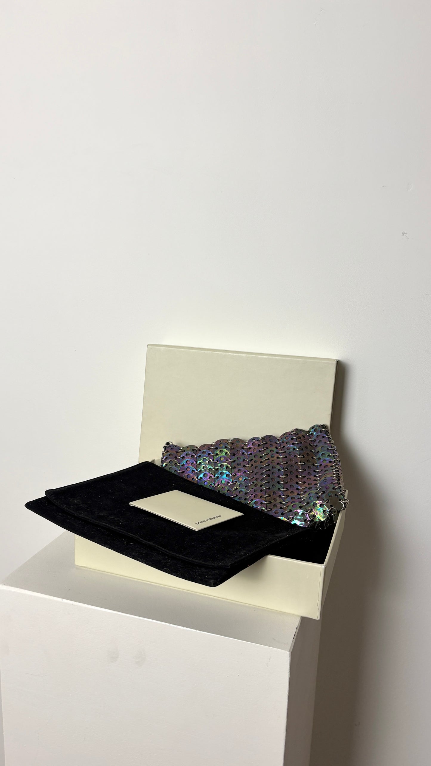 Paco Rabanne iridescent leather chainmail bag
