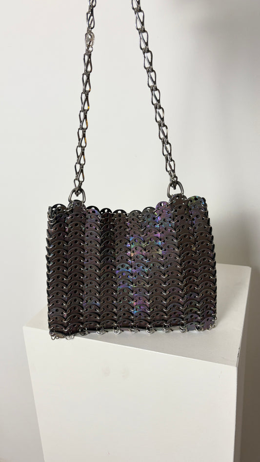 Paco Rabanne iridescent leather chainmail bag